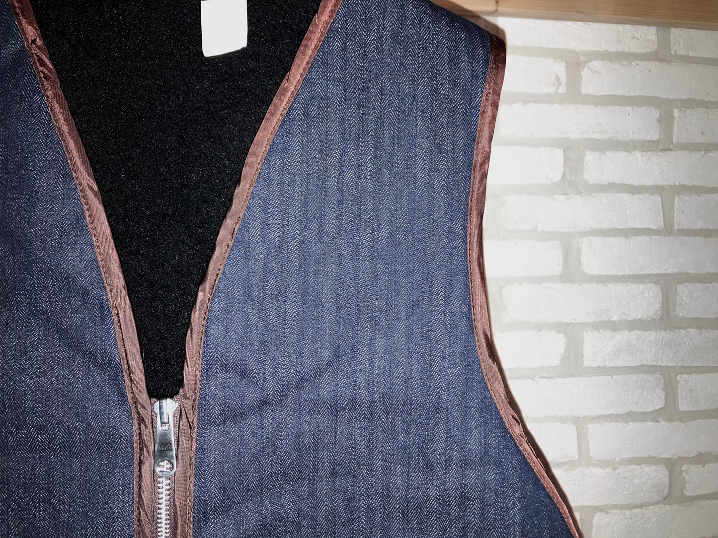 Vintage Design Boa Liner Denim Vest "Herringbone Denim!!!"