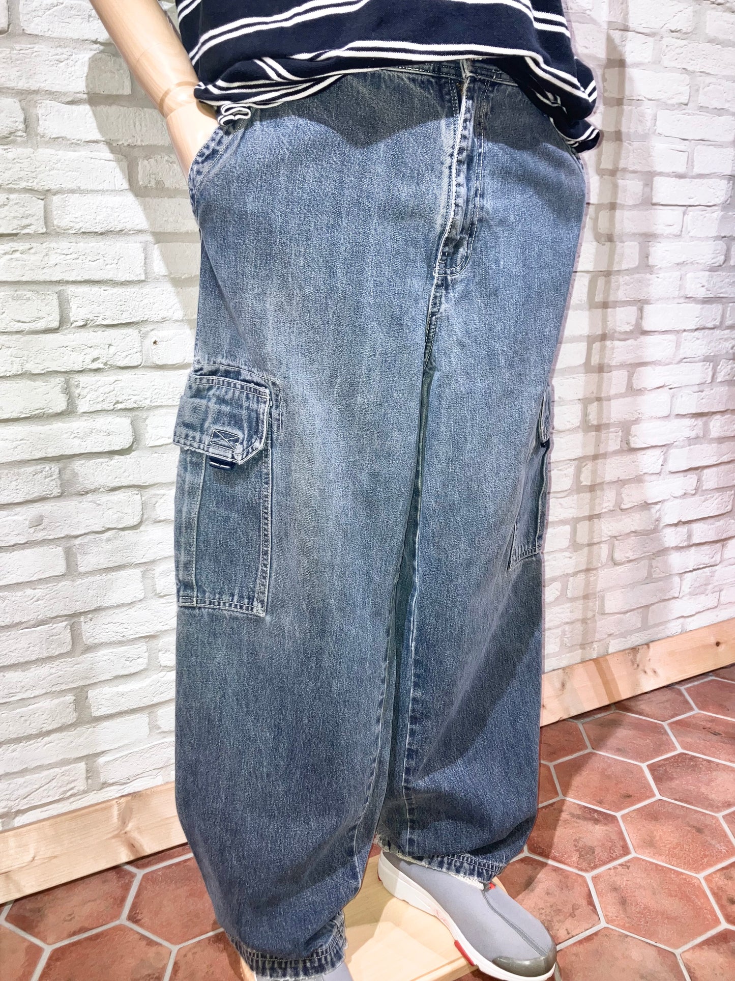 Old Wide Denim Cargo Pants