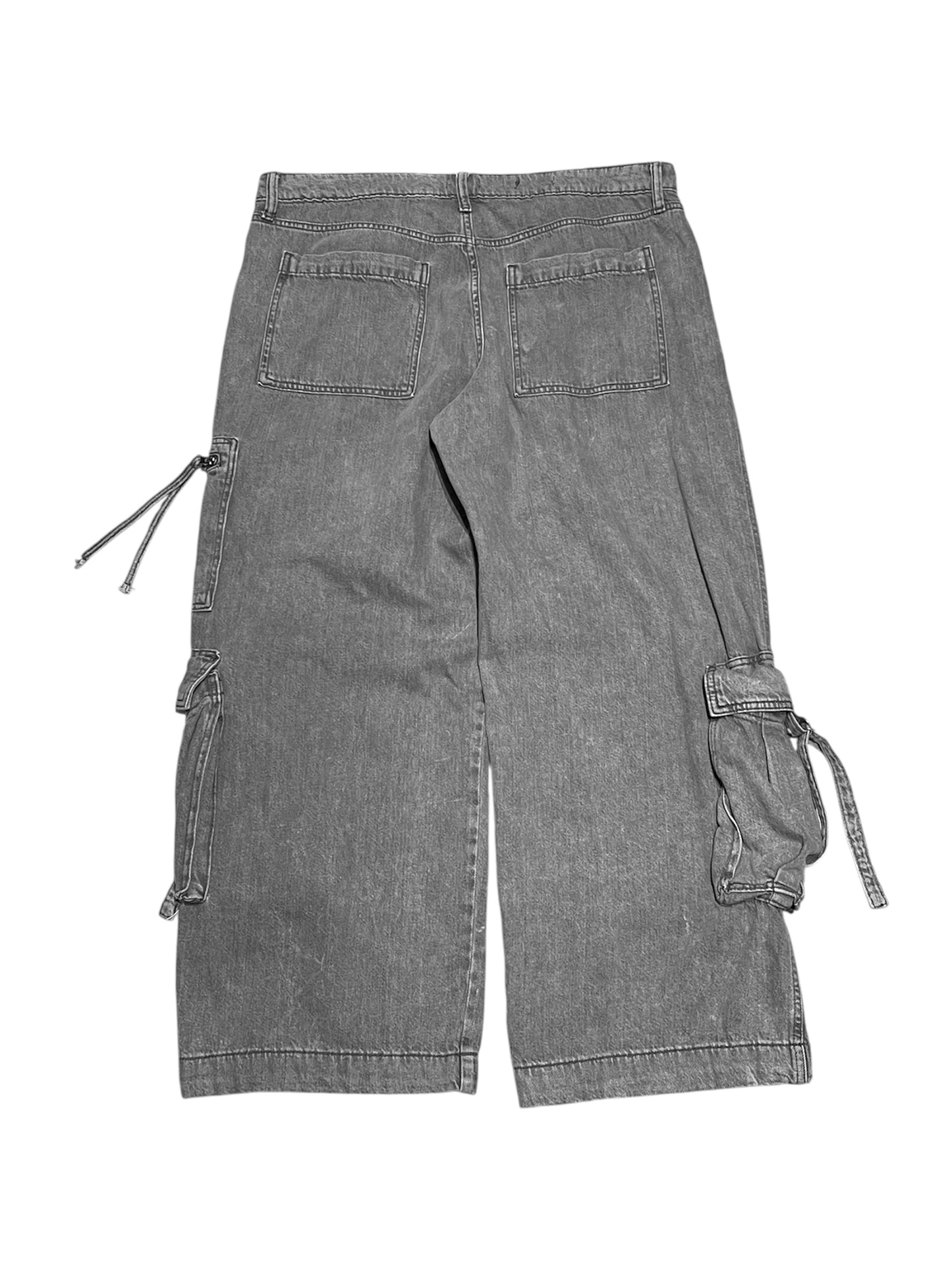 Grey Wide Denim Cargo pants