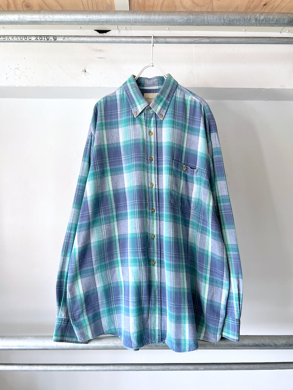 old Soft Cotton BD Shirt Blue Green Plaid