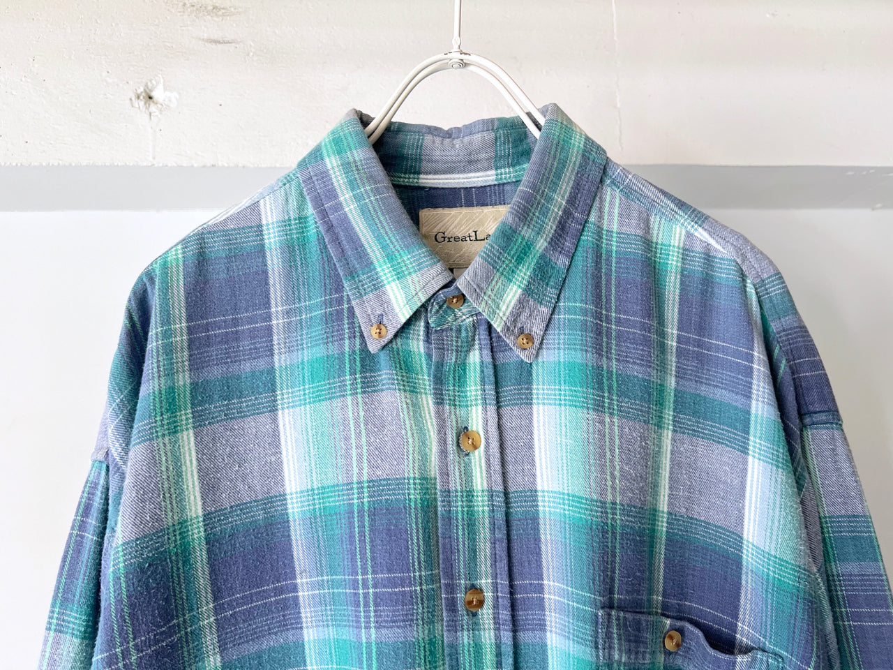 old Soft Cotton BD Shirt Blue Green Plaid