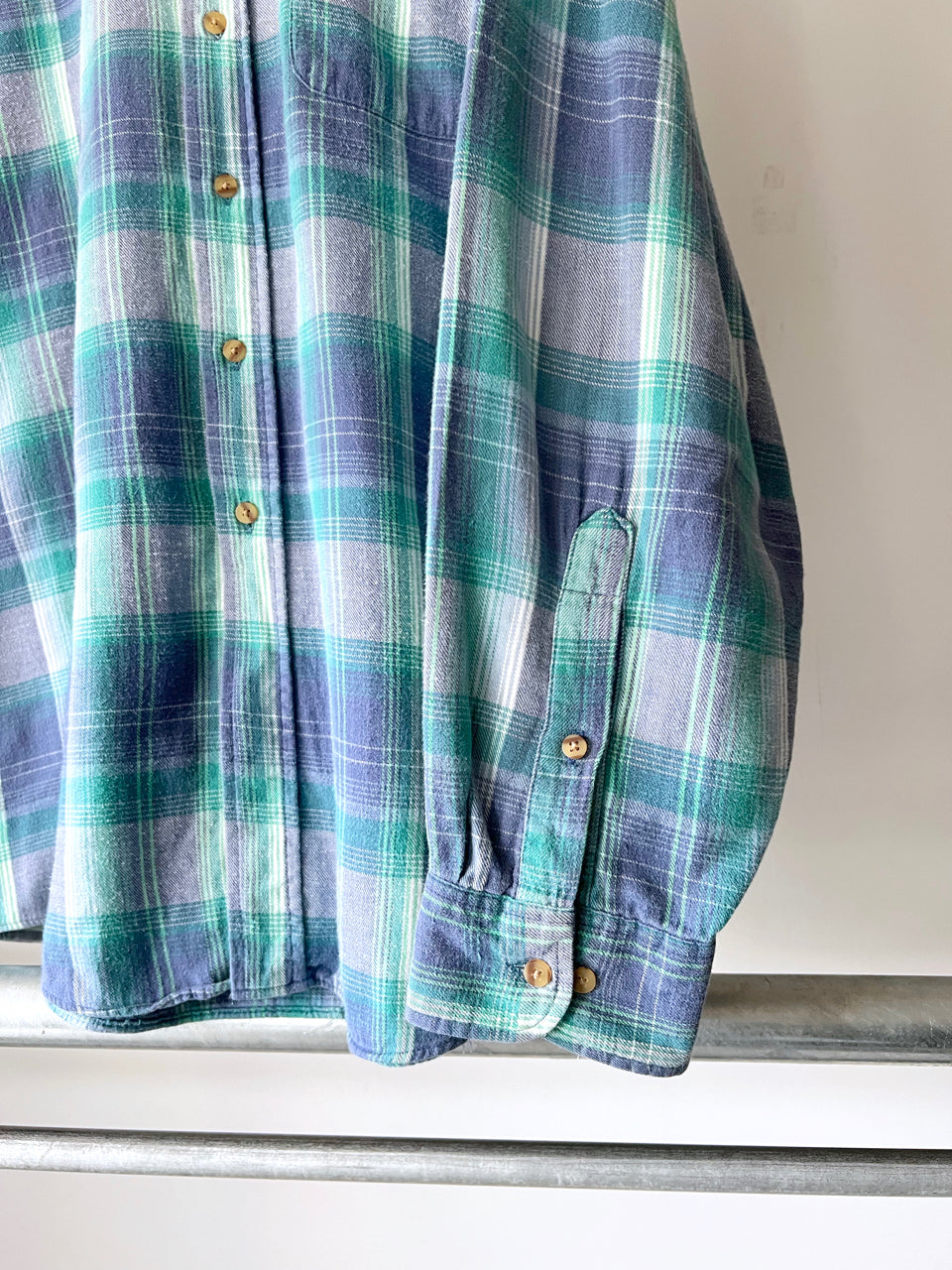old Soft Cotton BD Shirt Blue Green Plaid