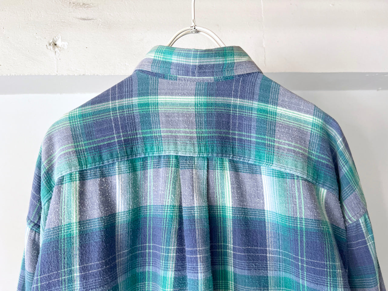 old Soft Cotton BD Shirt Blue Green Plaid
