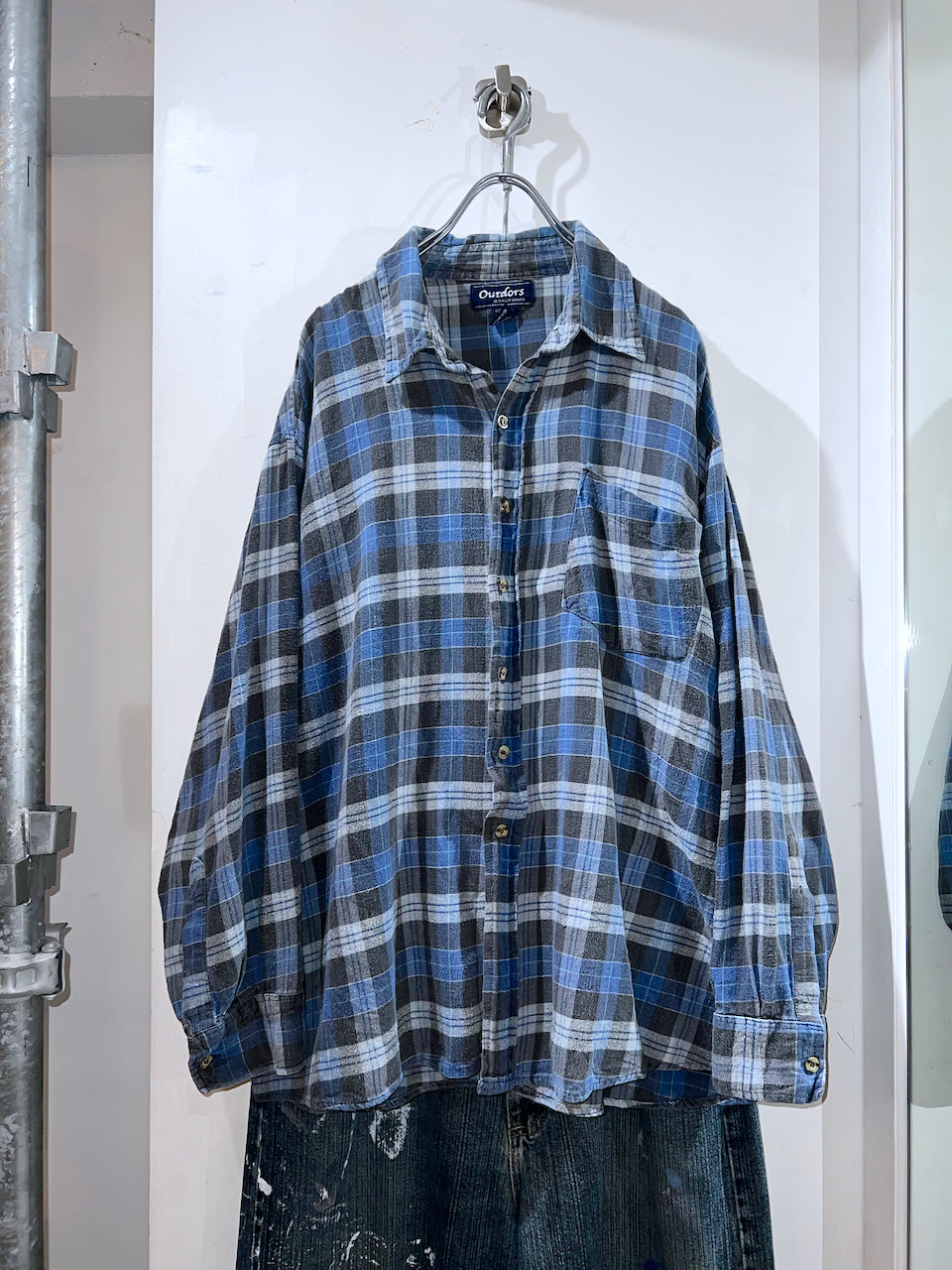 Vintage Thick shops Blue Plaid Flannel shirt