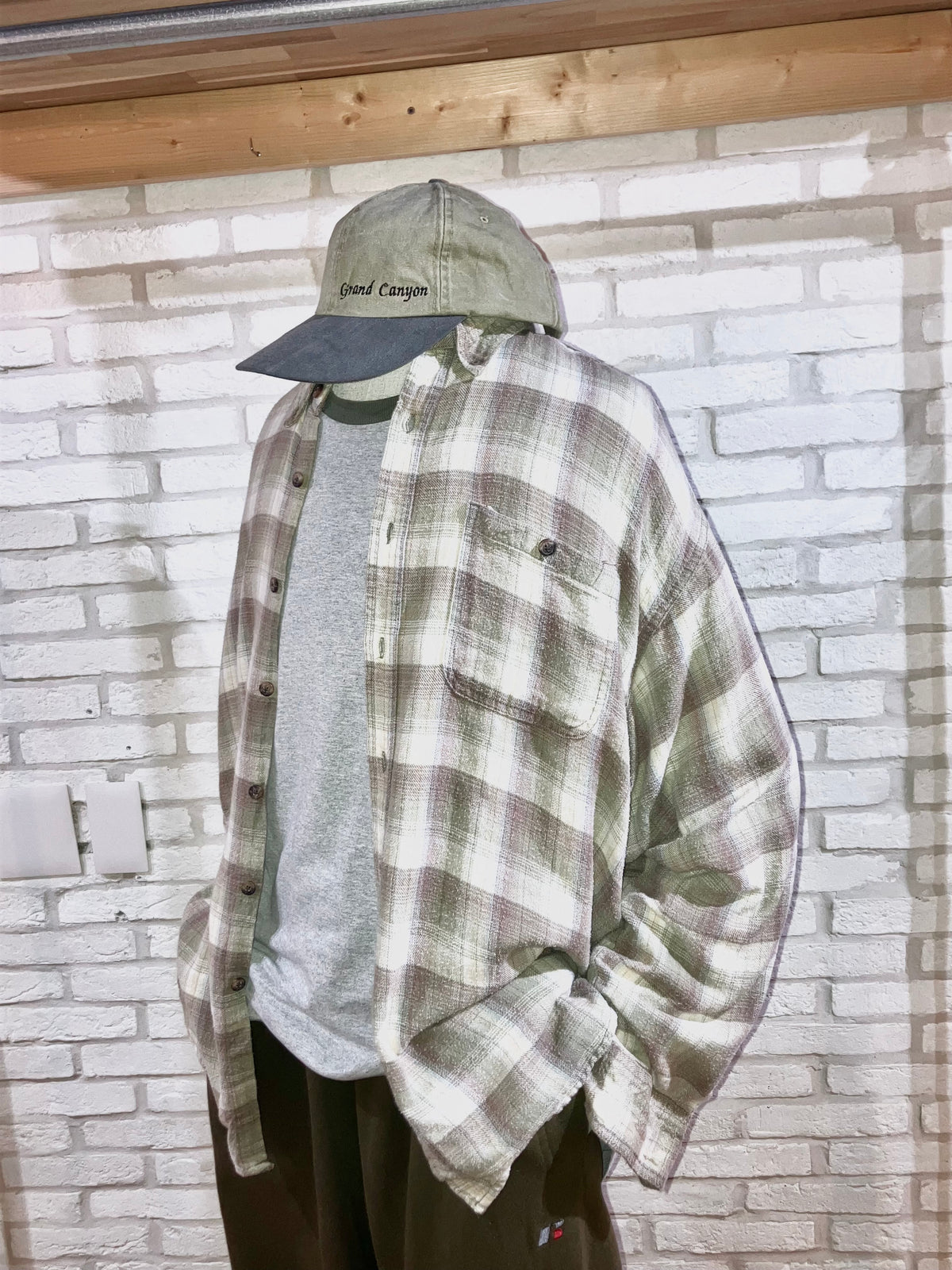 Old Oversized Light Flannel Check Shirt