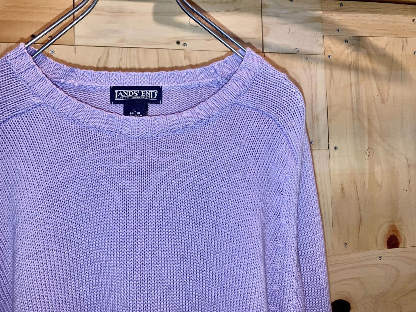 "LANDS'END" 00s Lavender Color Cotton Knit