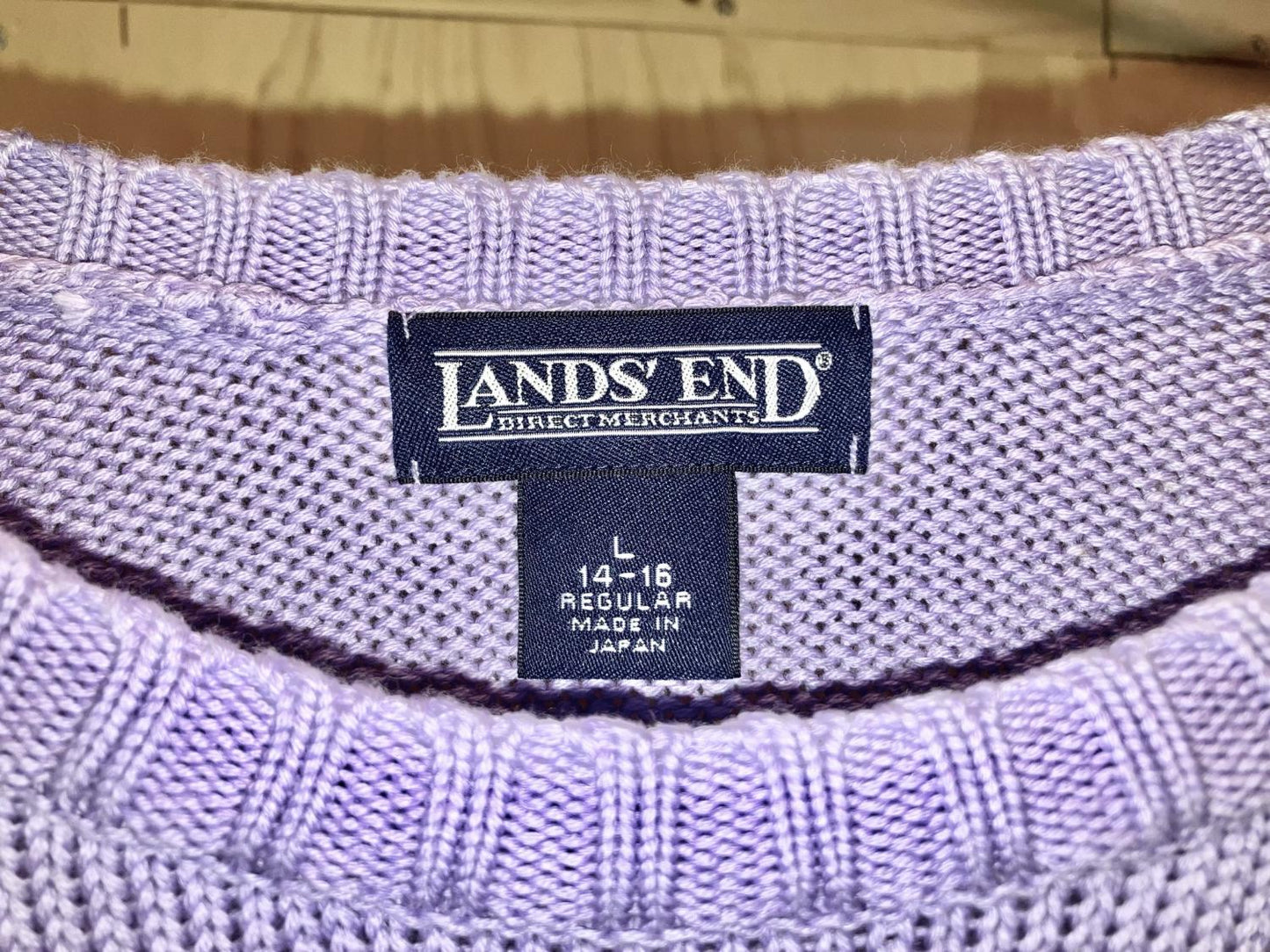 "LANDS'END" 00s Lavender Color Cotton Knit