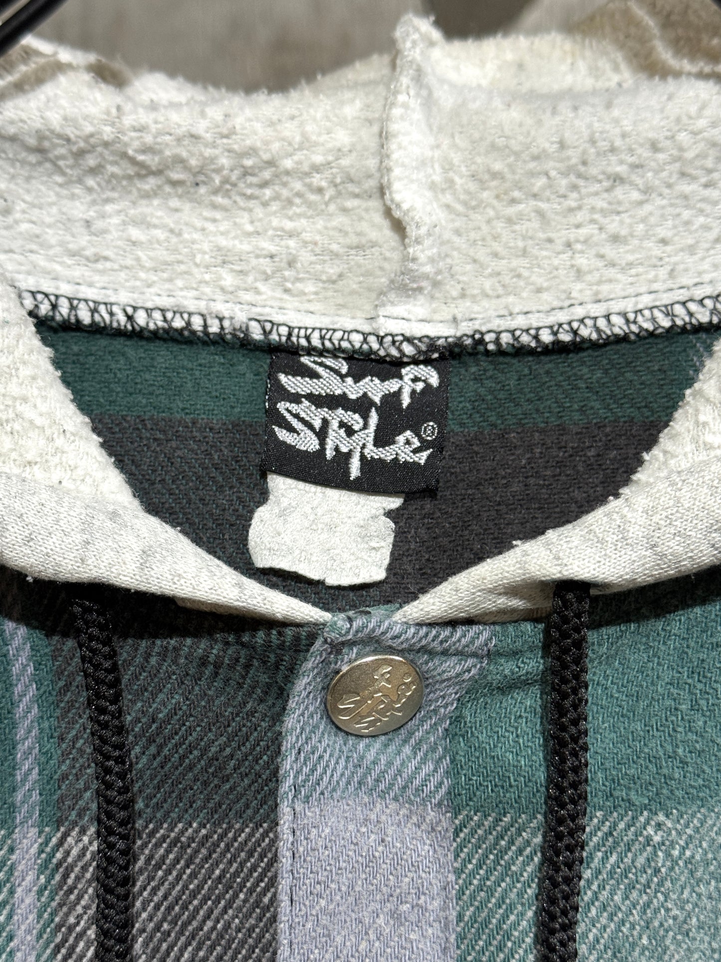 90's Surf Style Flannel Plaid Hoodie