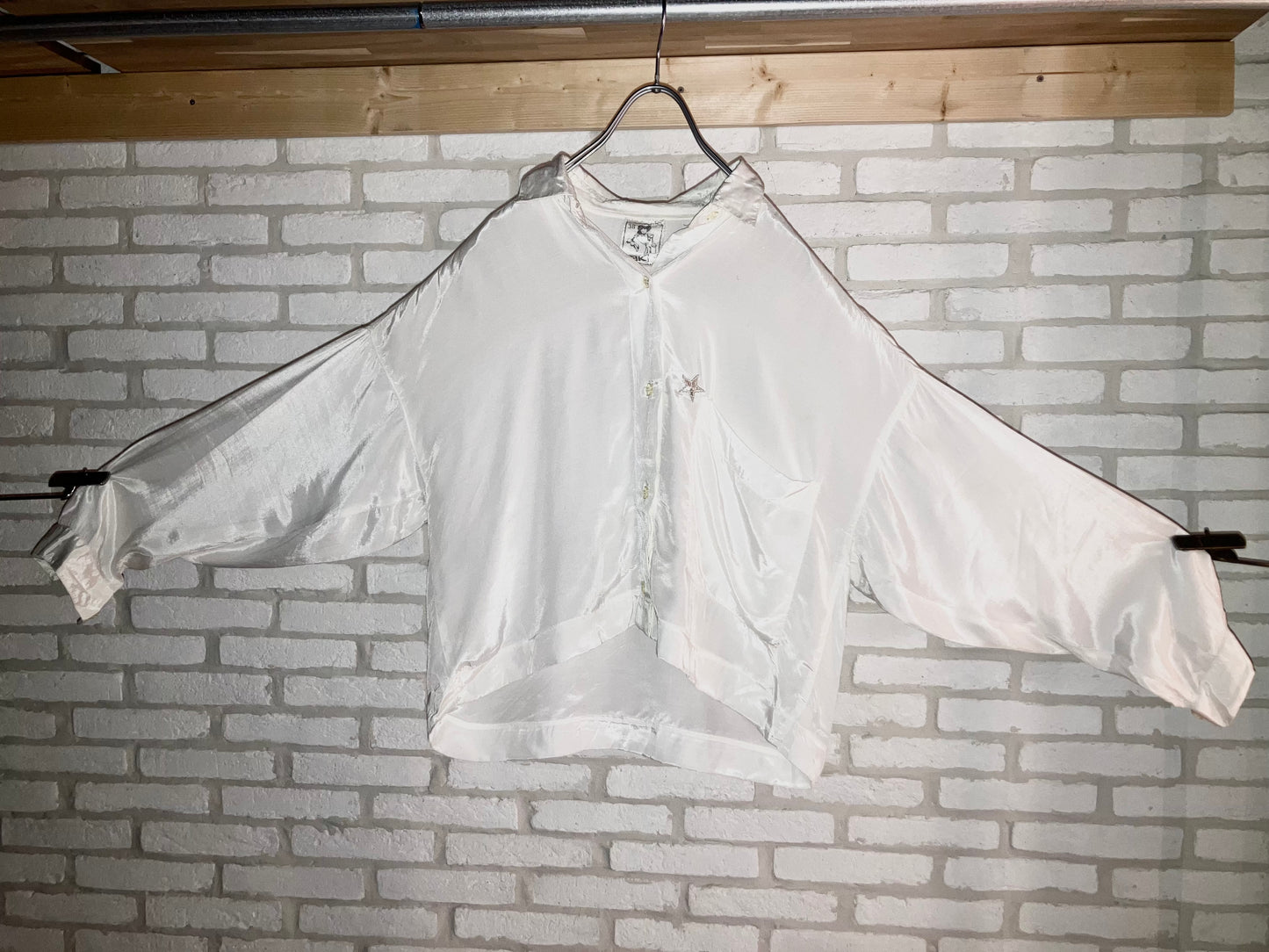 Vintage Wide&Short Length Viscose Shirt "Nice One Point⭐︎"