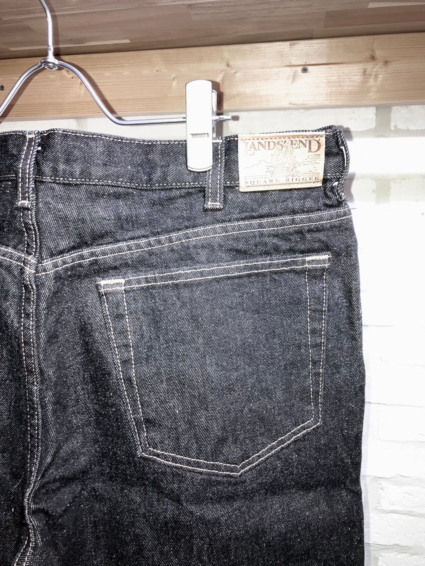 "LANDS'END" 90〜00s Yarn Dye BLK Denim Pants "NOS' Special Piece!!!"
