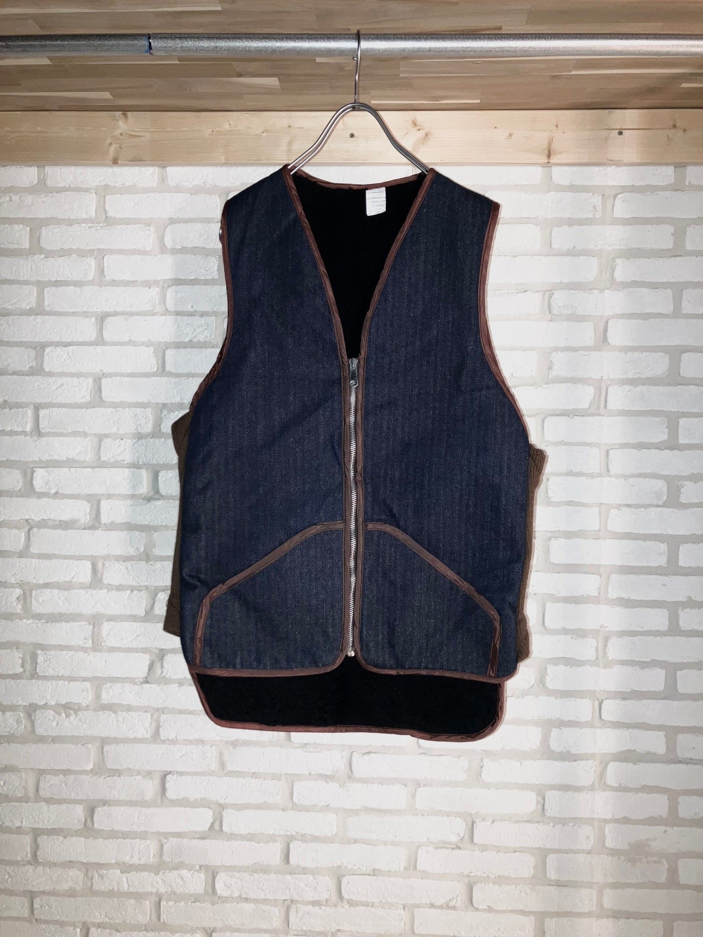 Vintage Design Boa Liner Denim Vest "Herringbone Denim!!!"