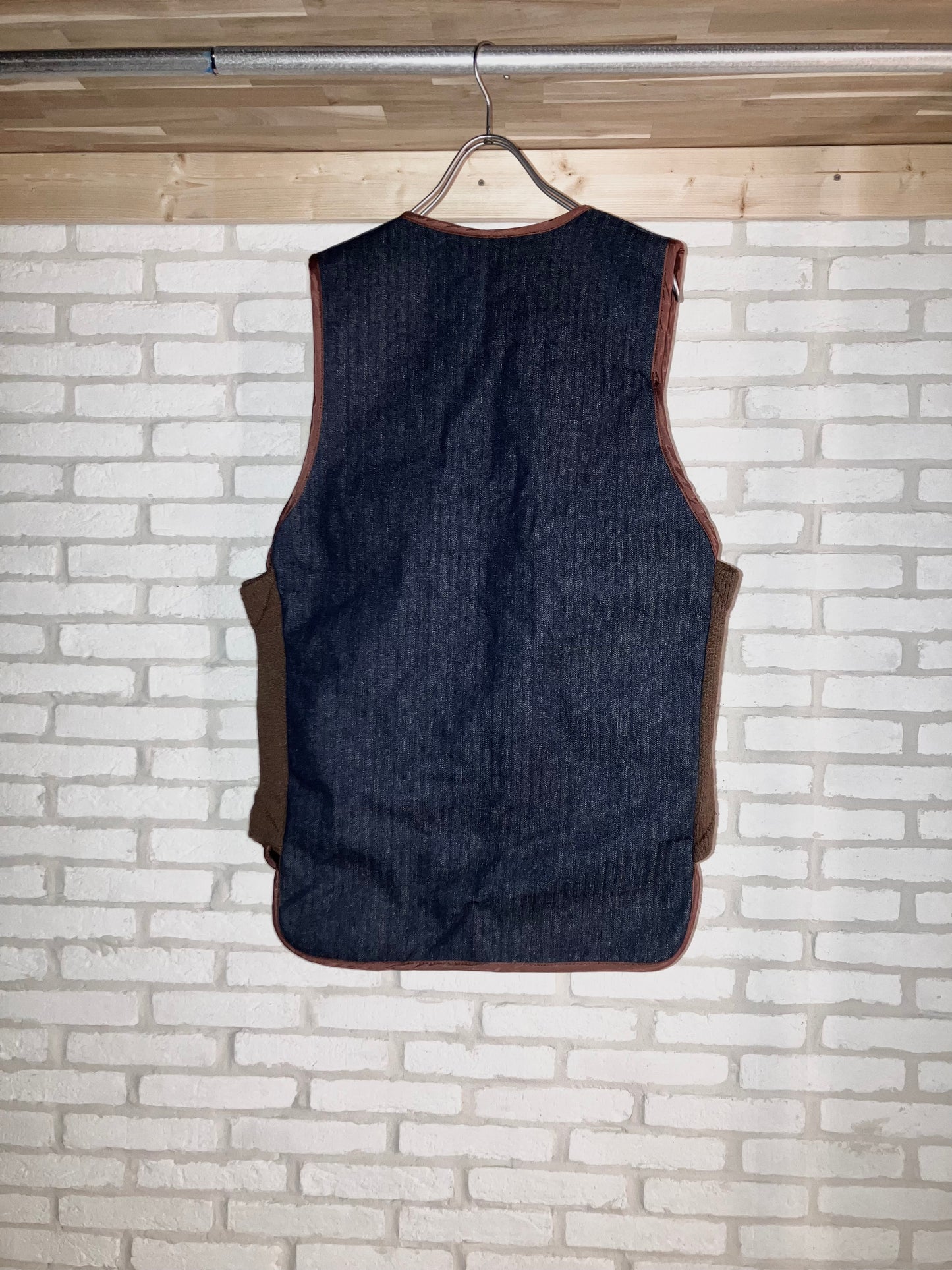 Vintage Design Boa Liner Denim Vest "Herringbone Denim!!!"