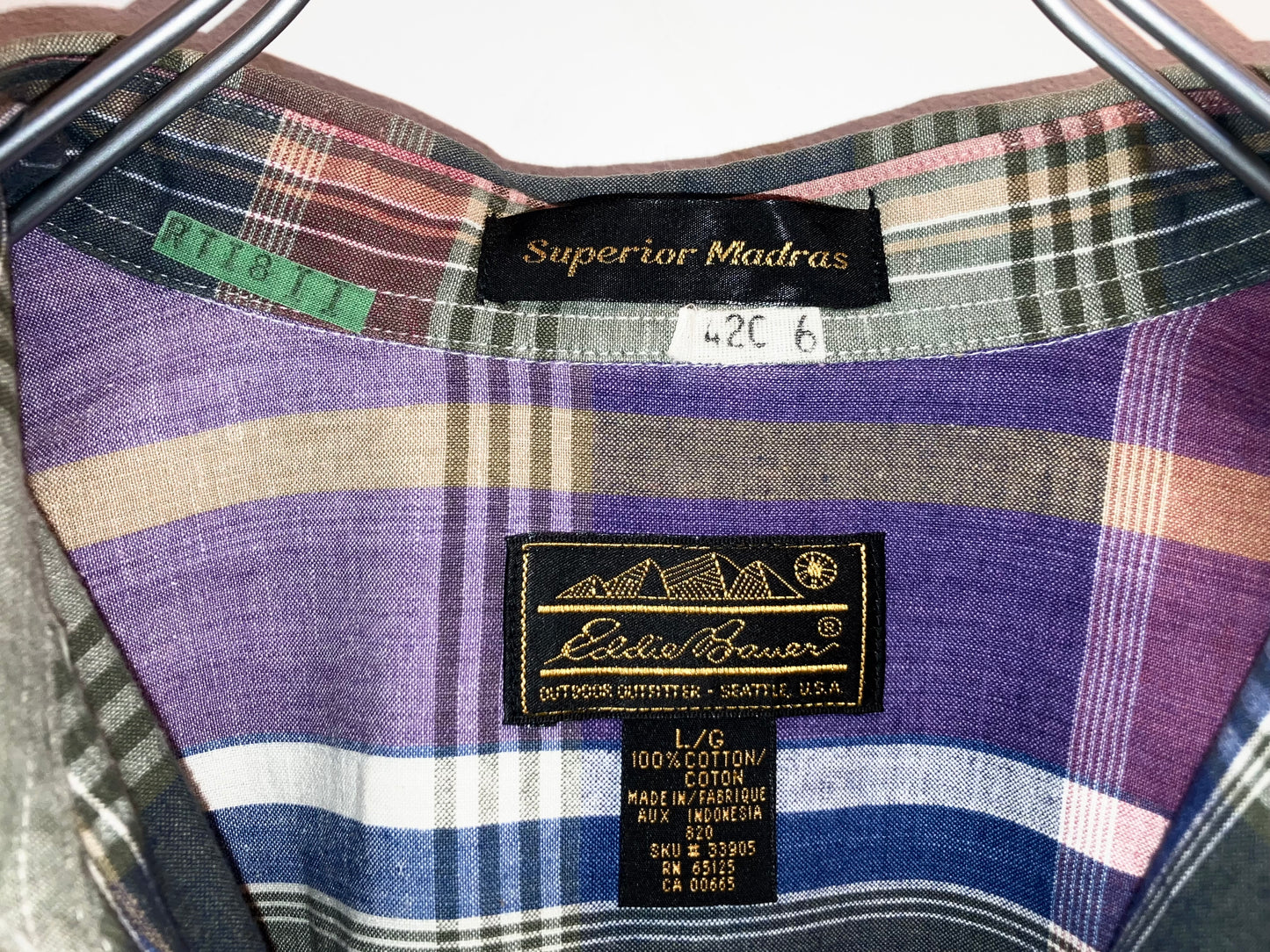 "Eddie Bauer" Old Madras Check Shirt