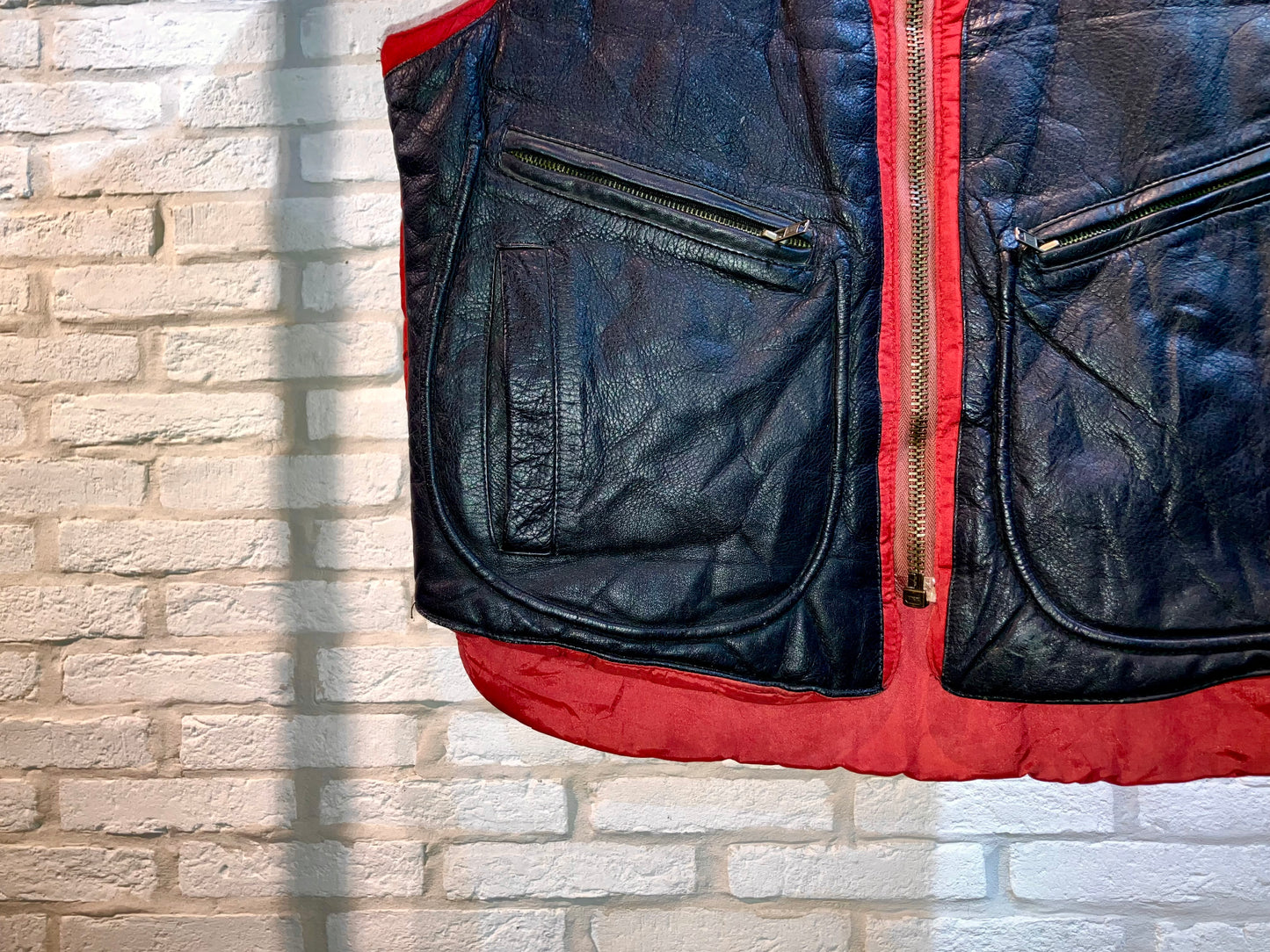 "NAF NAF" Vintage Leather&Nylon Padding Vest
