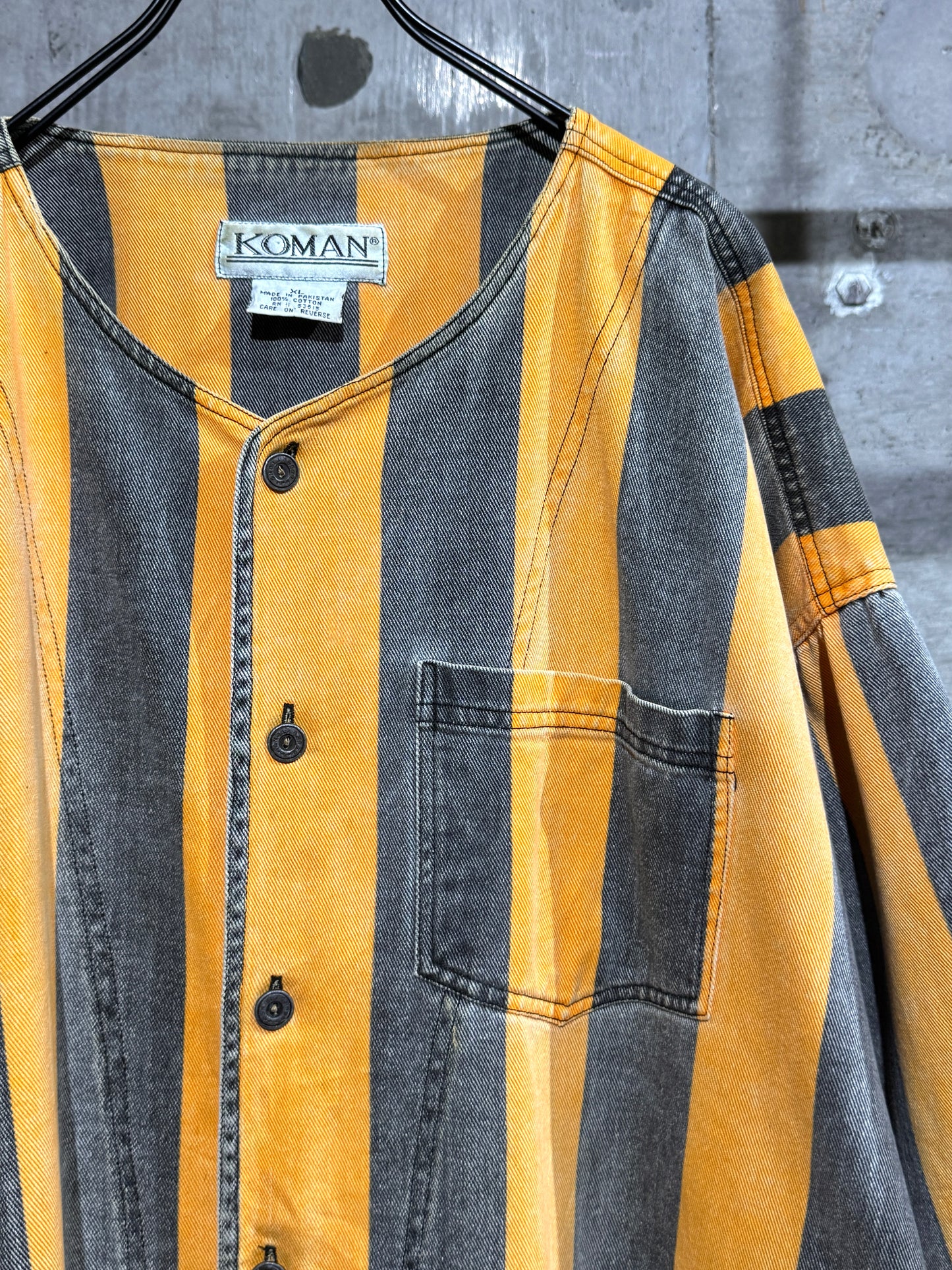 90s KOMAN Striped Baseball Shirt