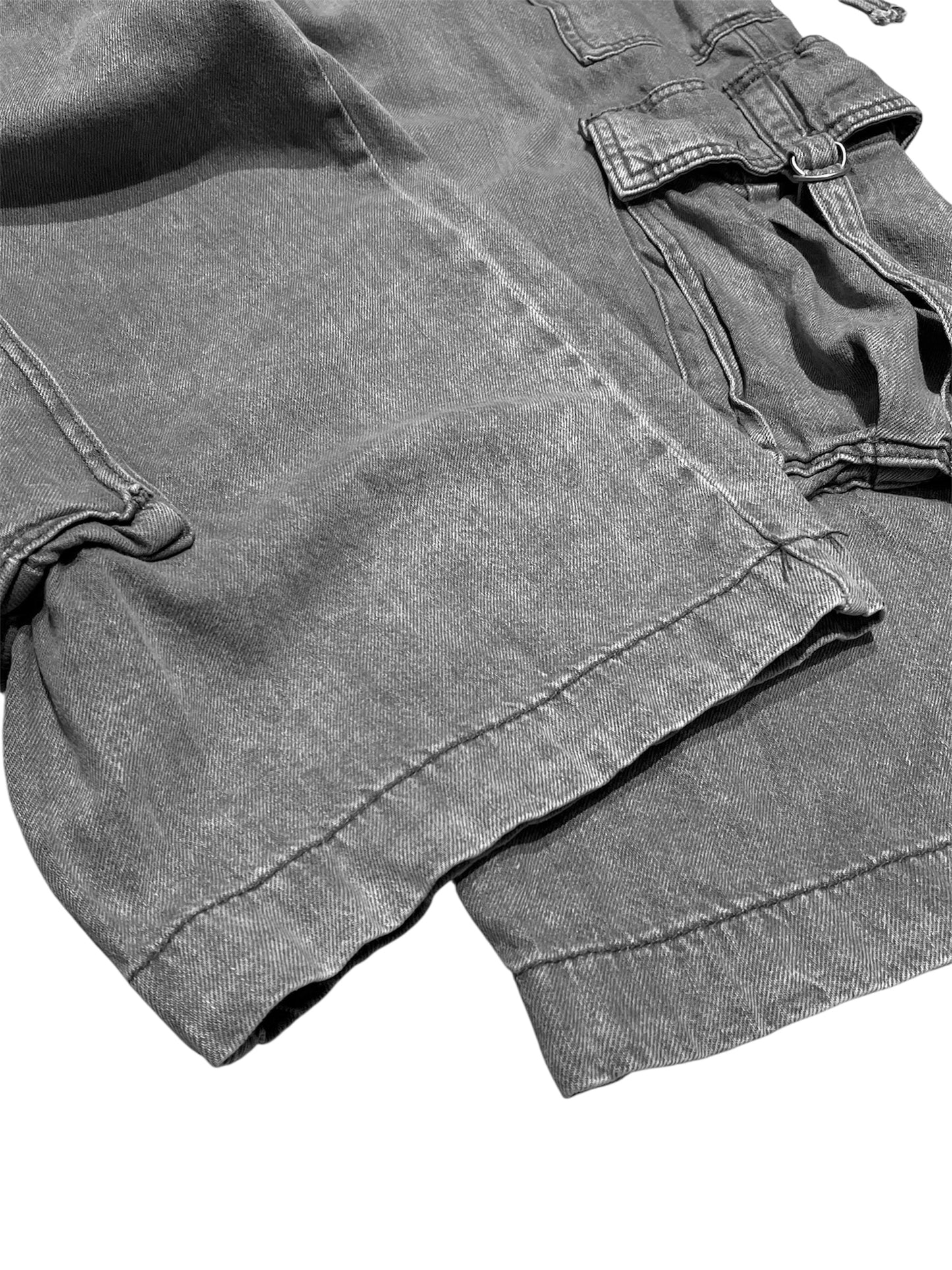 Grey Wide Denim Cargo pants