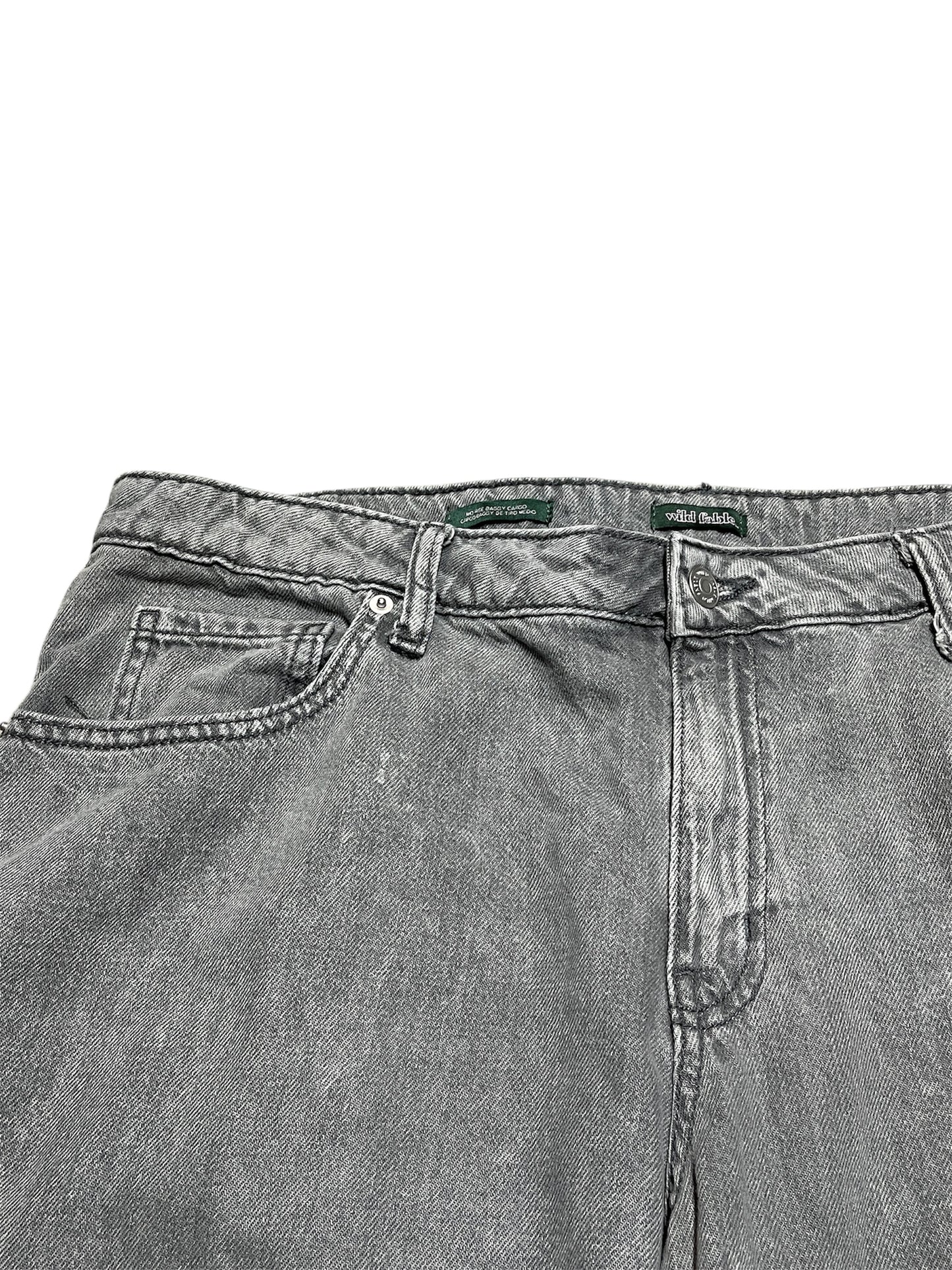 Grey Wide Denim Cargo pants