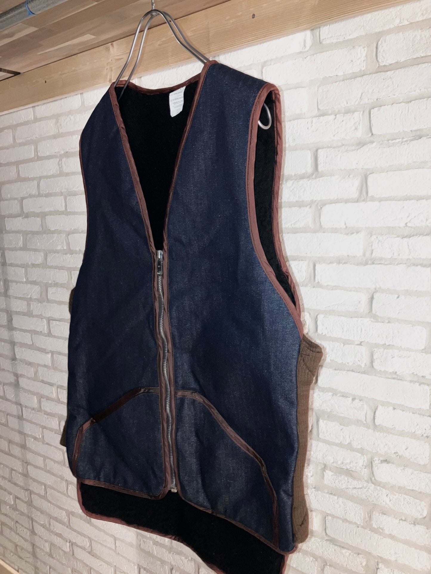 Vintage Design Boa Liner Denim Vest "Herringbone Denim!!!"