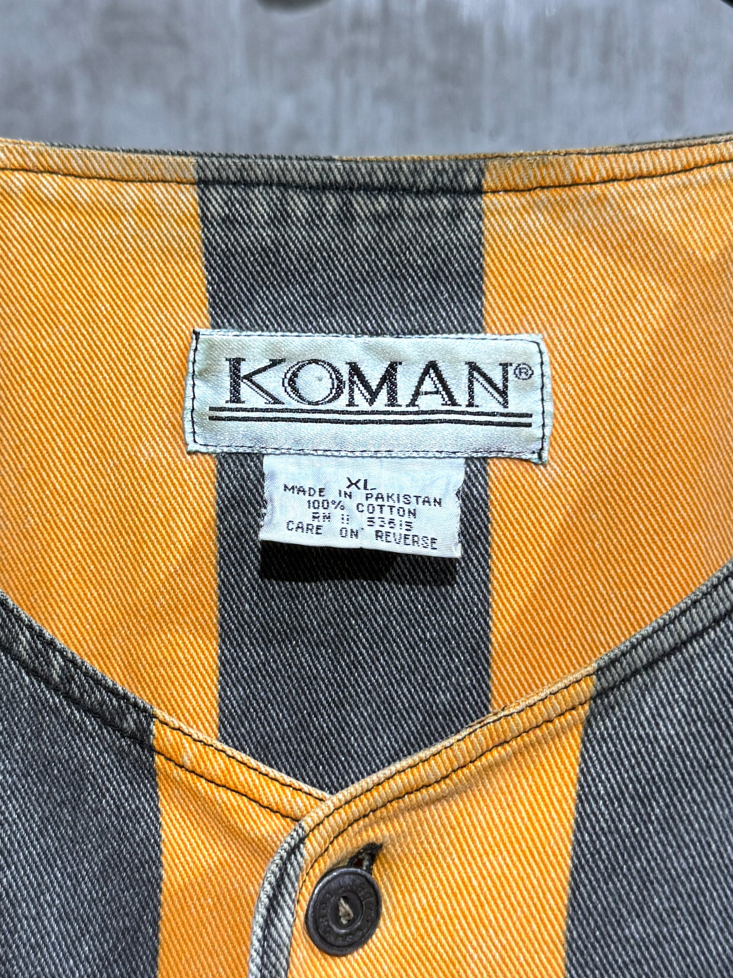 90s KOMAN Striped Baseball Shirt