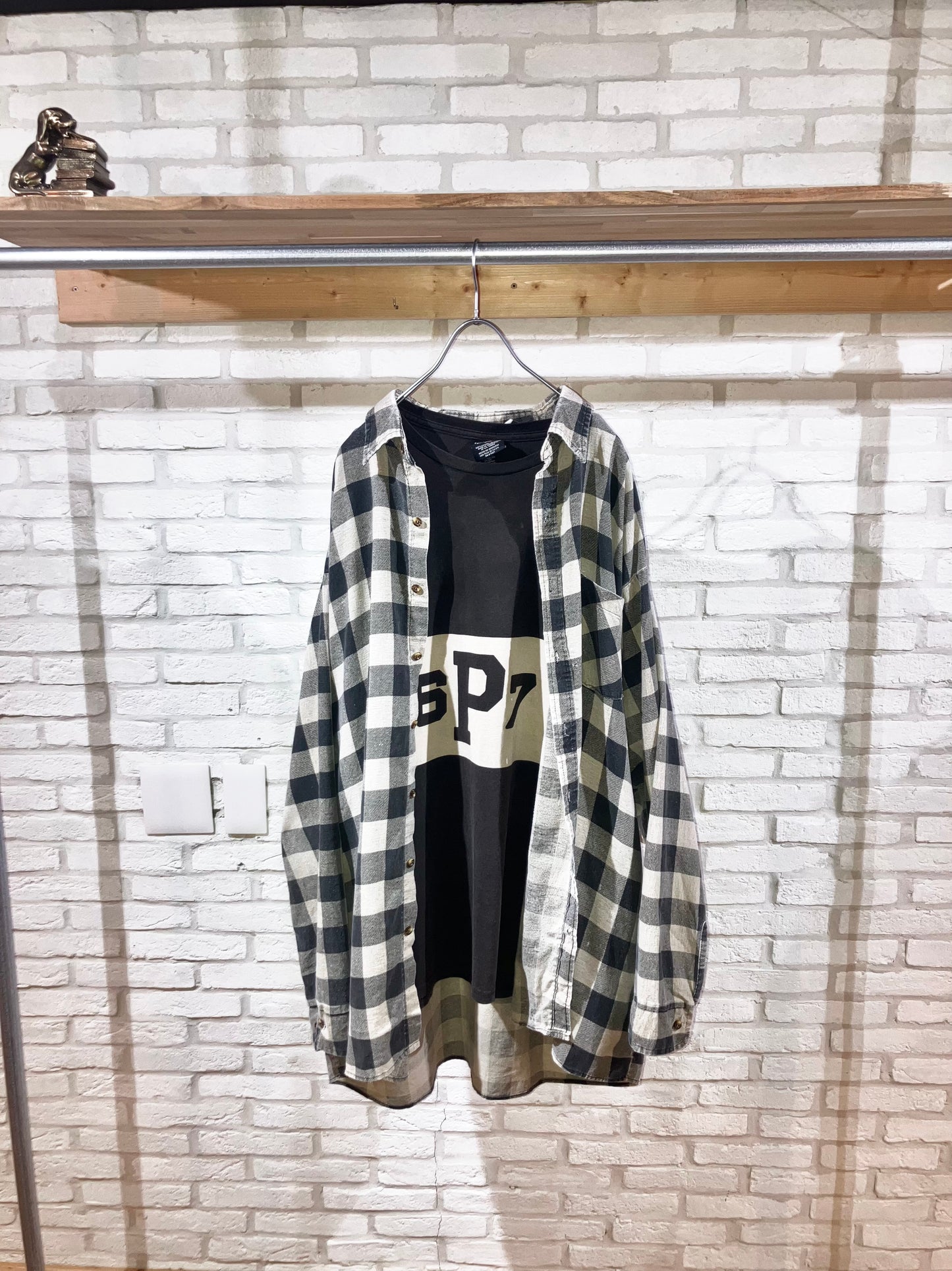 "puritan" Old Oversized Printed Check Shirt