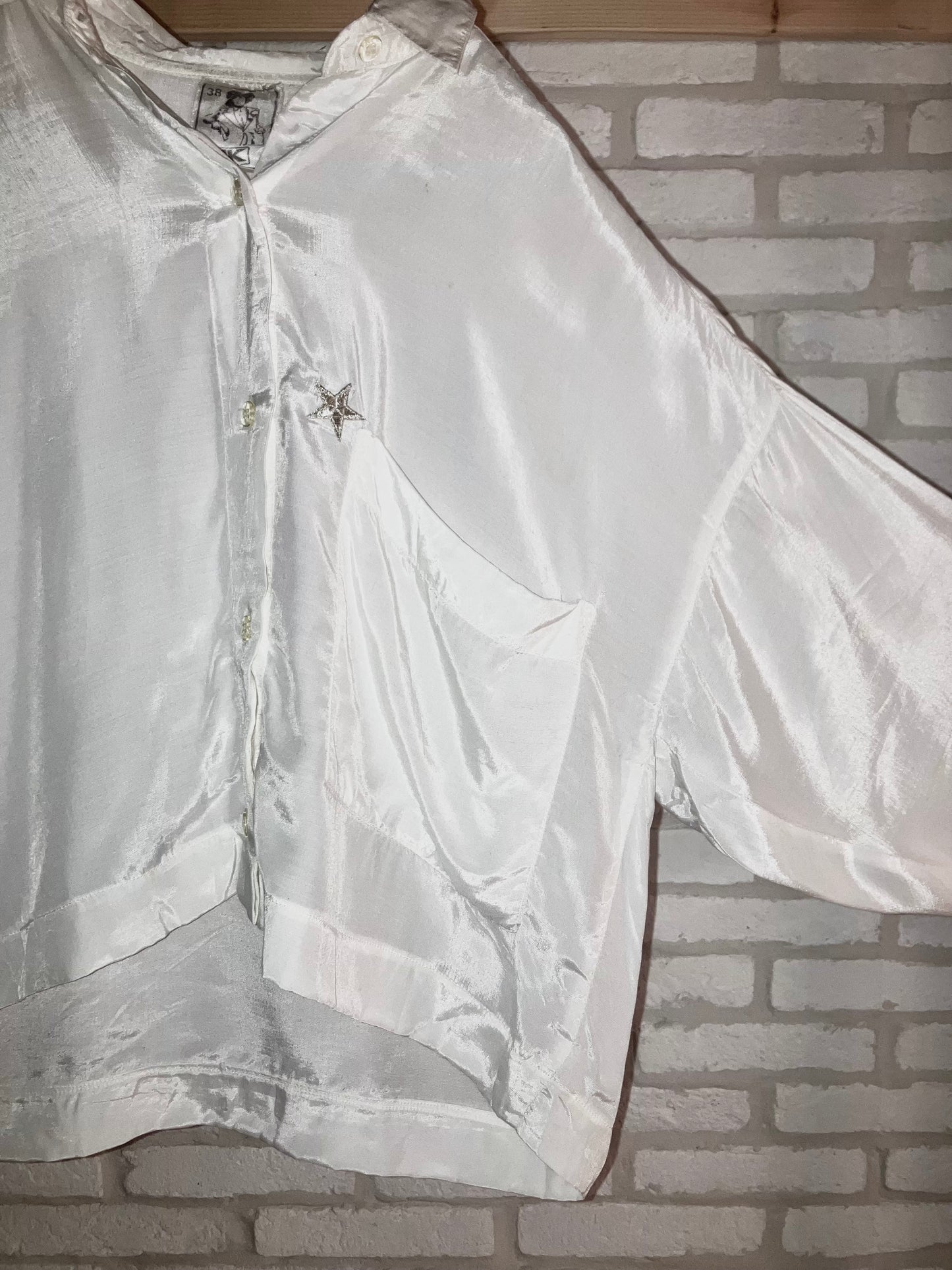 Vintage Wide&Short Length Viscose Shirt "Nice One Point⭐︎"
