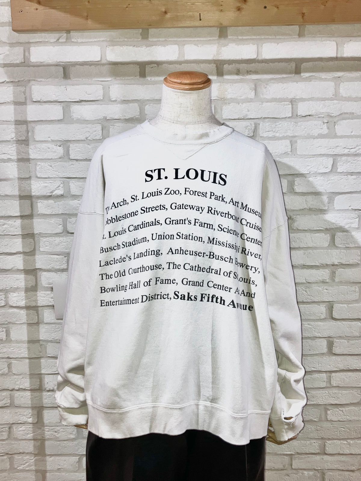 "Saks Fifth Avenue" Old Distressed Printed Sweat