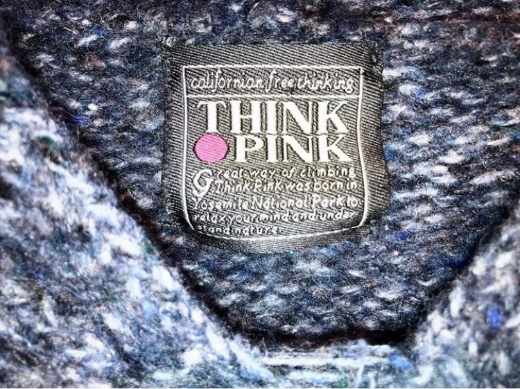 "THINK PINK" Old Short Length Knit Hoodie
