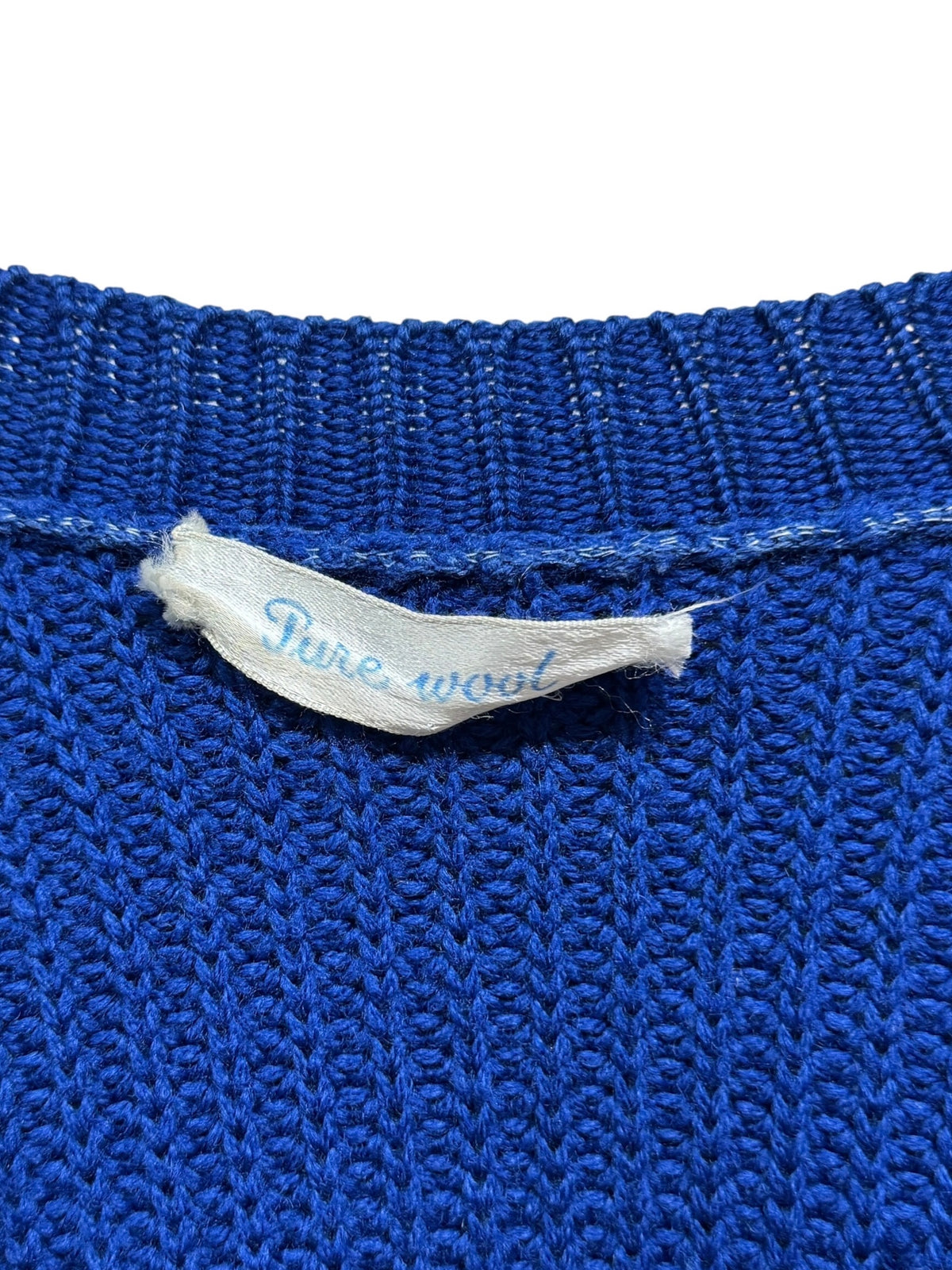 Vintage Pure Wool Royal Blue Cardigan
