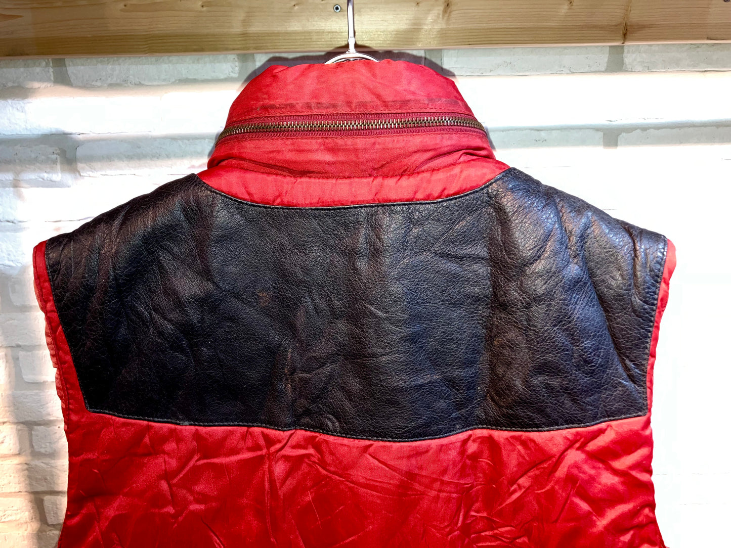 "NAF NAF" Vintage Leather&Nylon Padding Vest