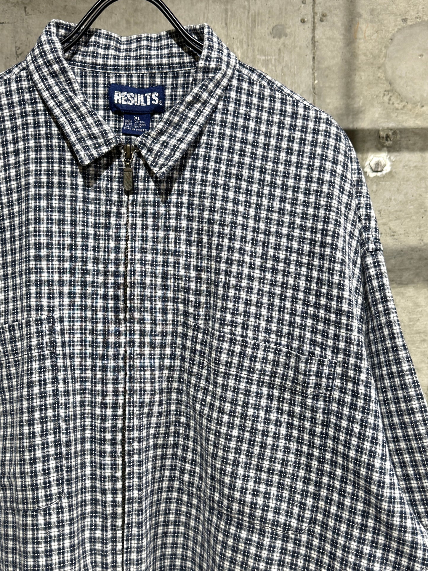 00s RESULTS Lightweight Zip-up Plaid Shirt