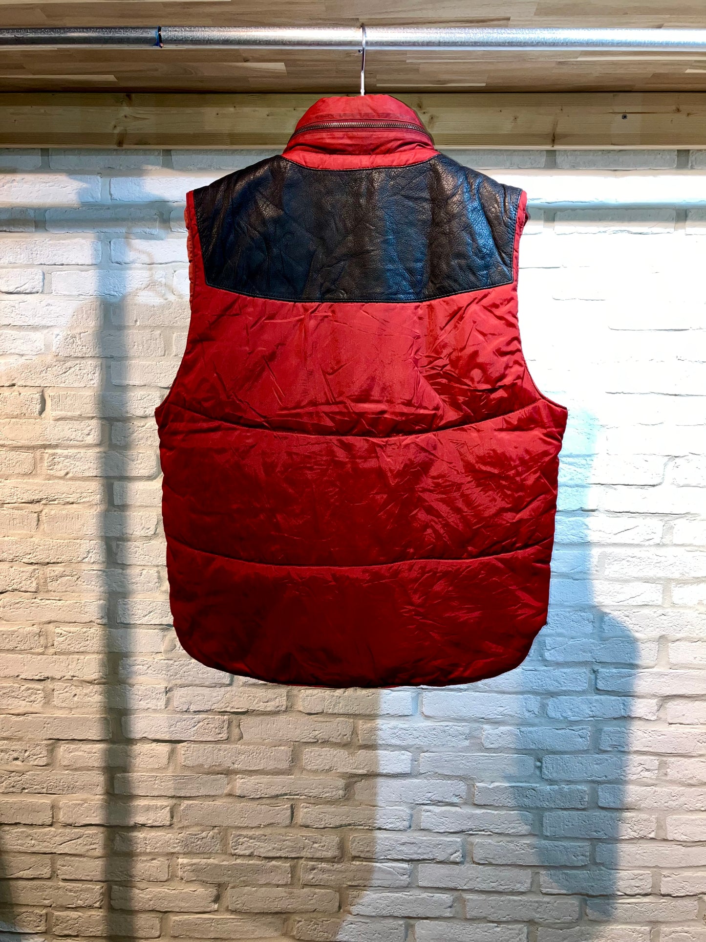 "NAF NAF" Vintage Leather&Nylon Padding Vest