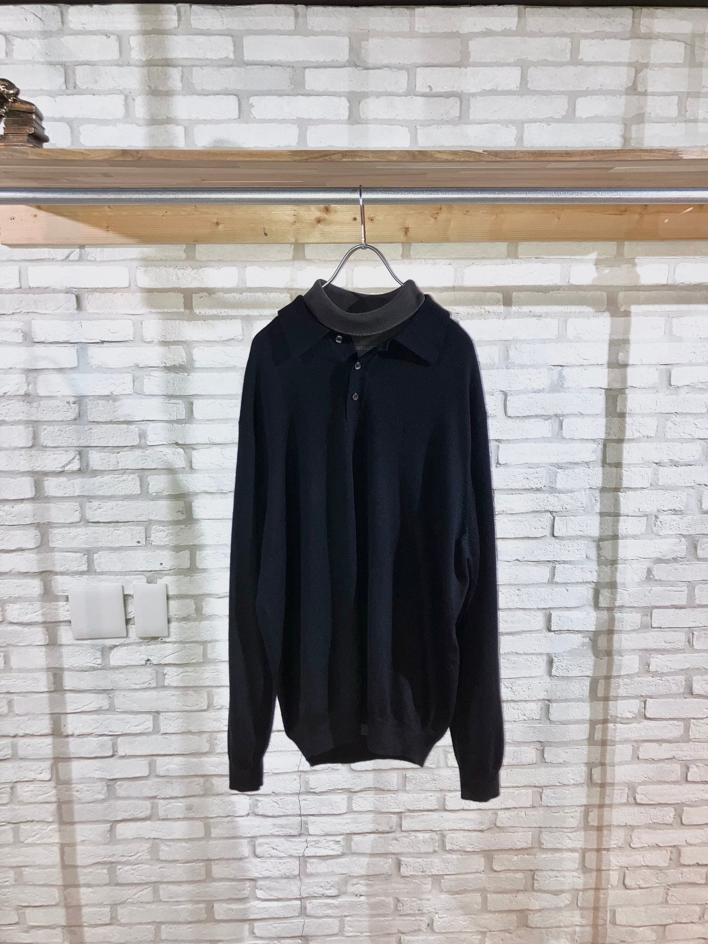 Old Merino Wool Knit Polo Shirt