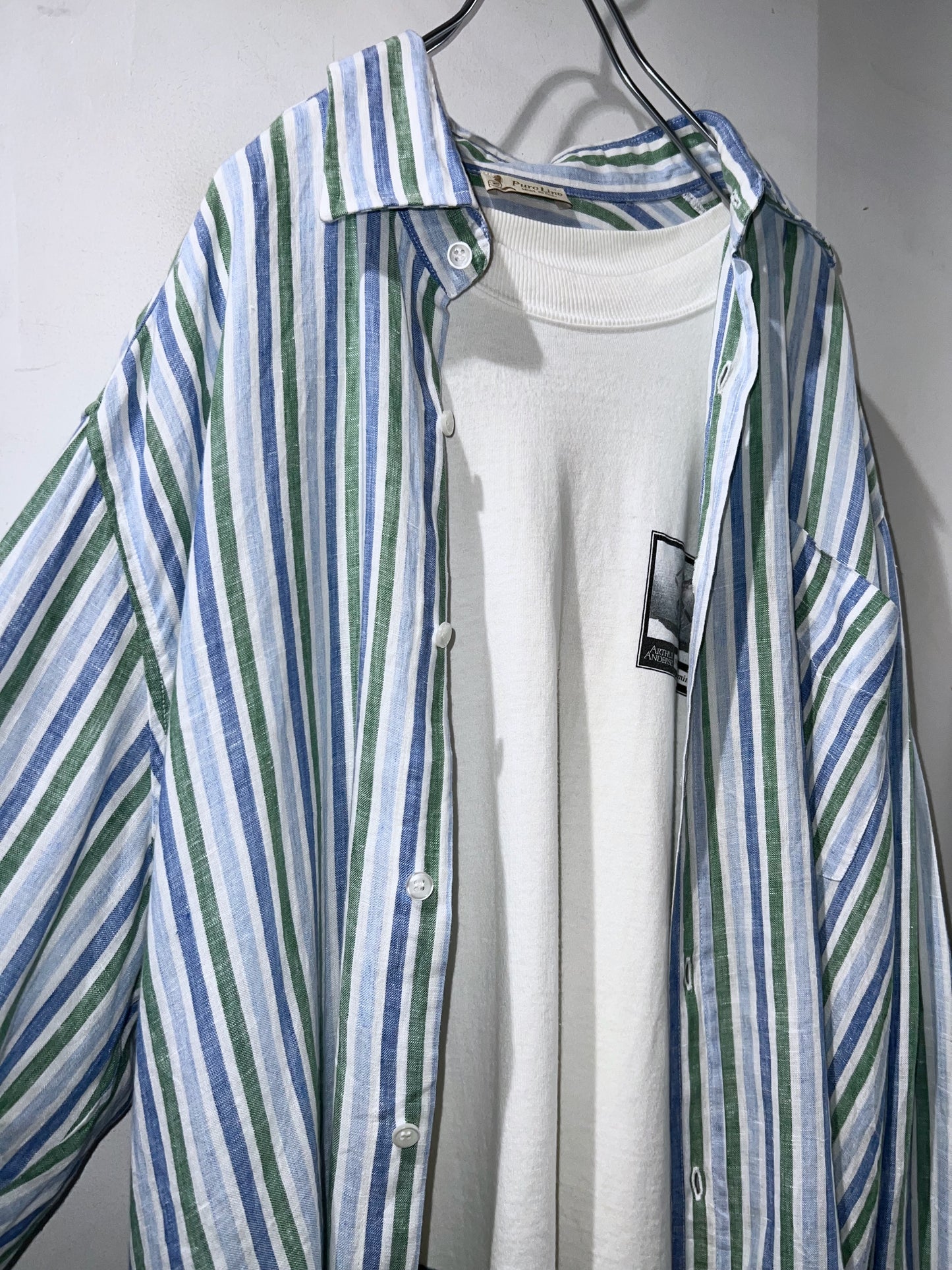 Old Italy Made Oversized Linen Striped Shirt