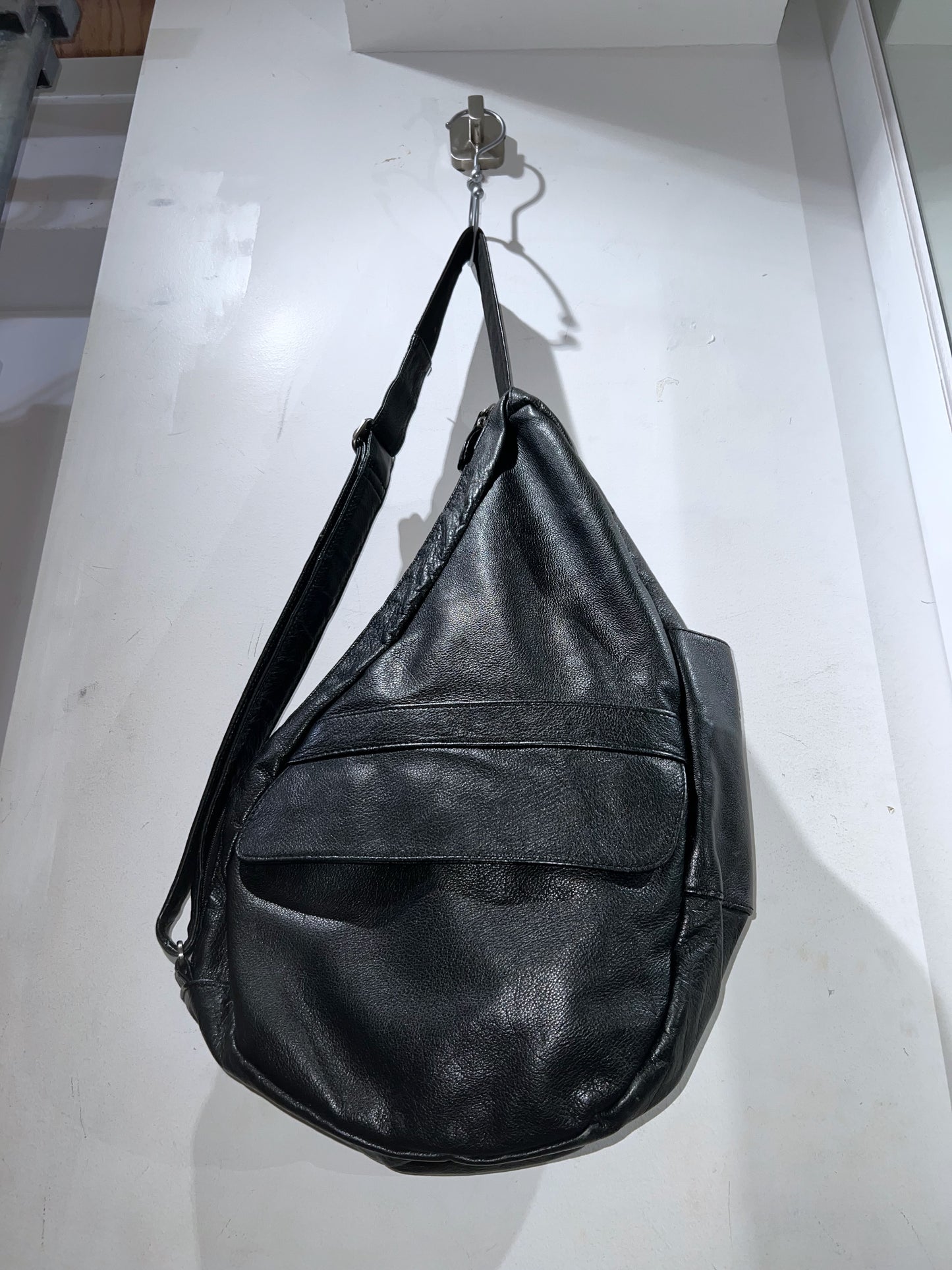 "Healthy Back Bag" Leather Teardrop Sling Bag