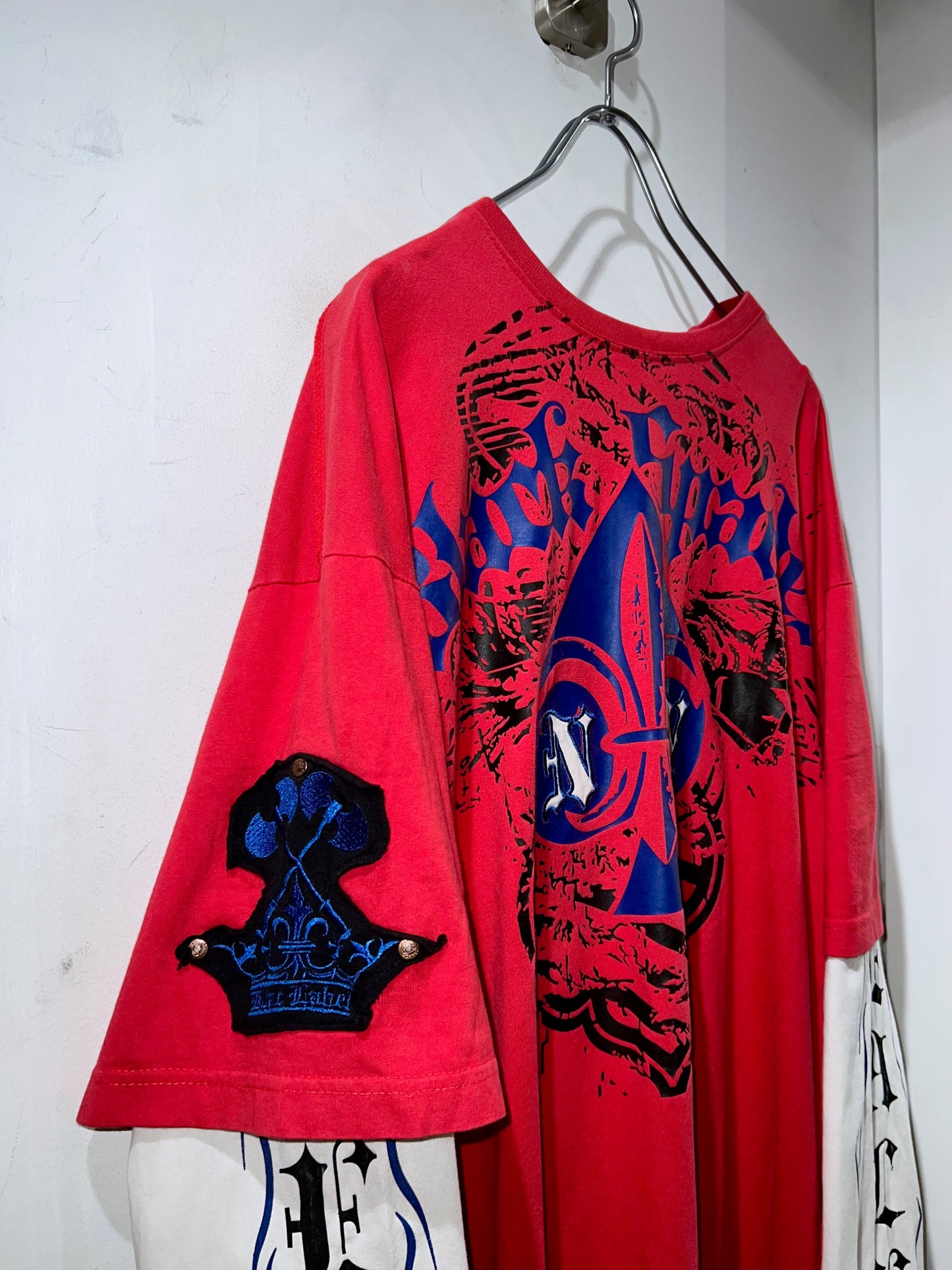 00's Studs & Graphic Fake Layered T-Shirt