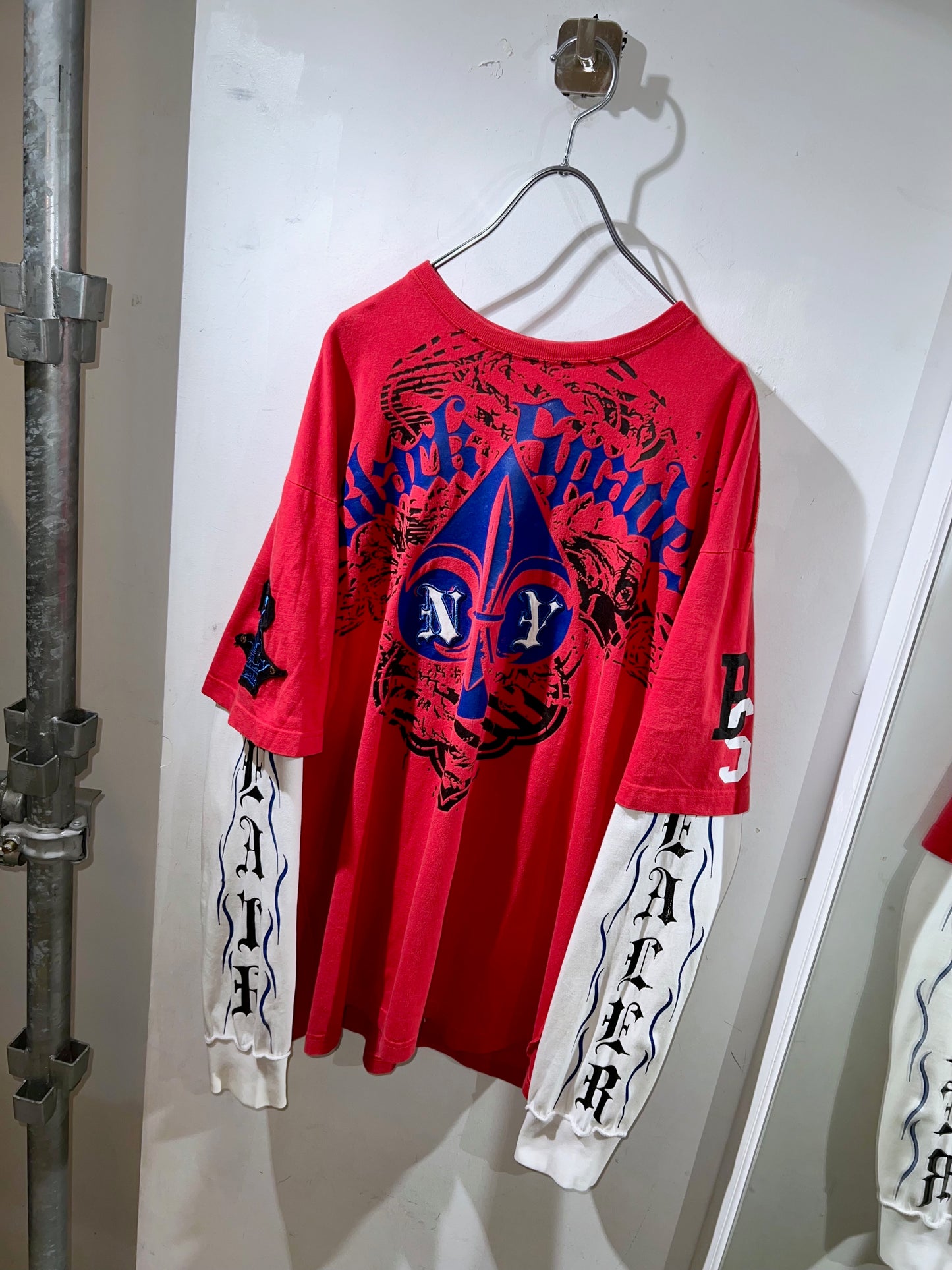 00's Studs & Graphic Fake Layered T-Shirt