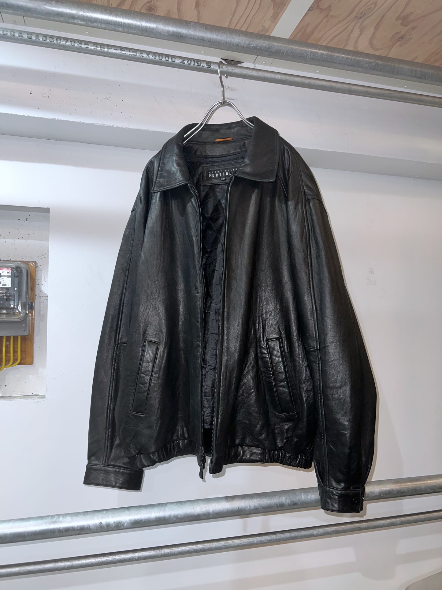 Perry Ellis Portfolio Oversized Leather Jacket