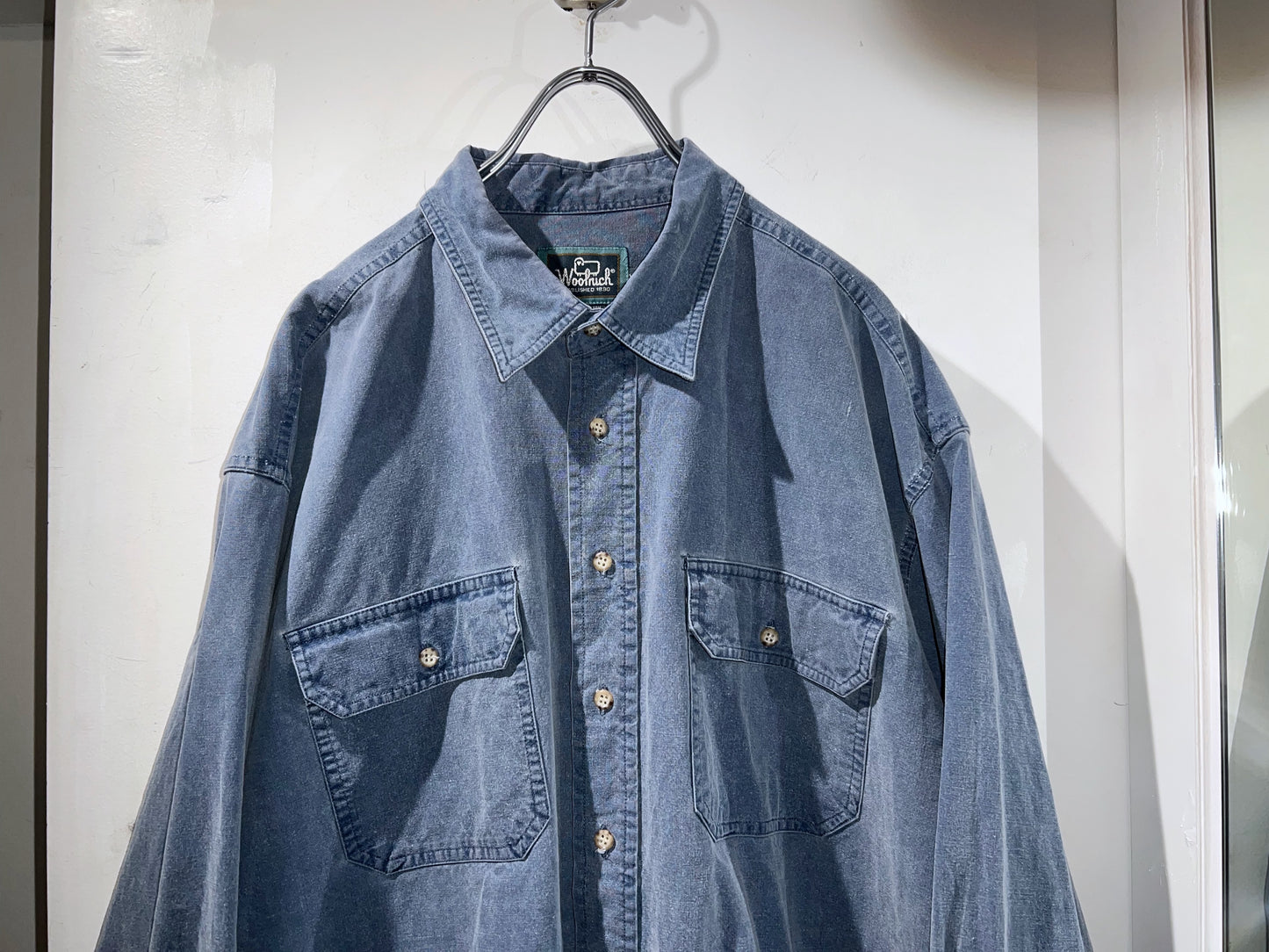 Old WOOLRICH Dull Blue Cotton L/S Shirt