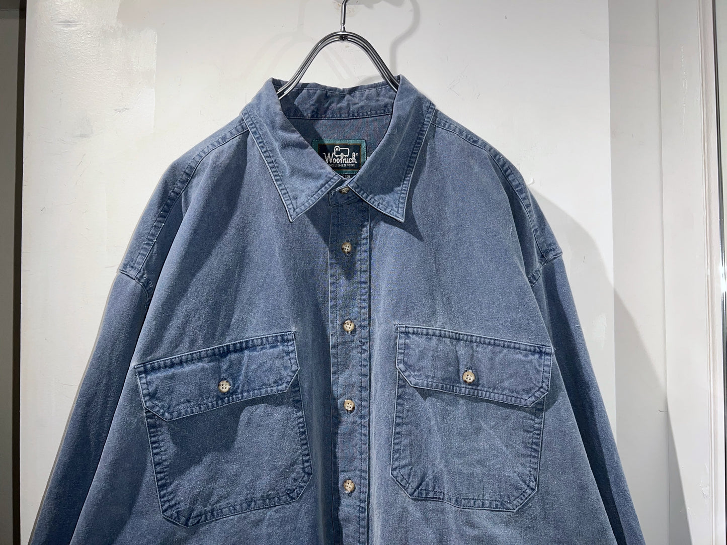 Old WOOLRICH Dull Blue Cotton L/S Shirt