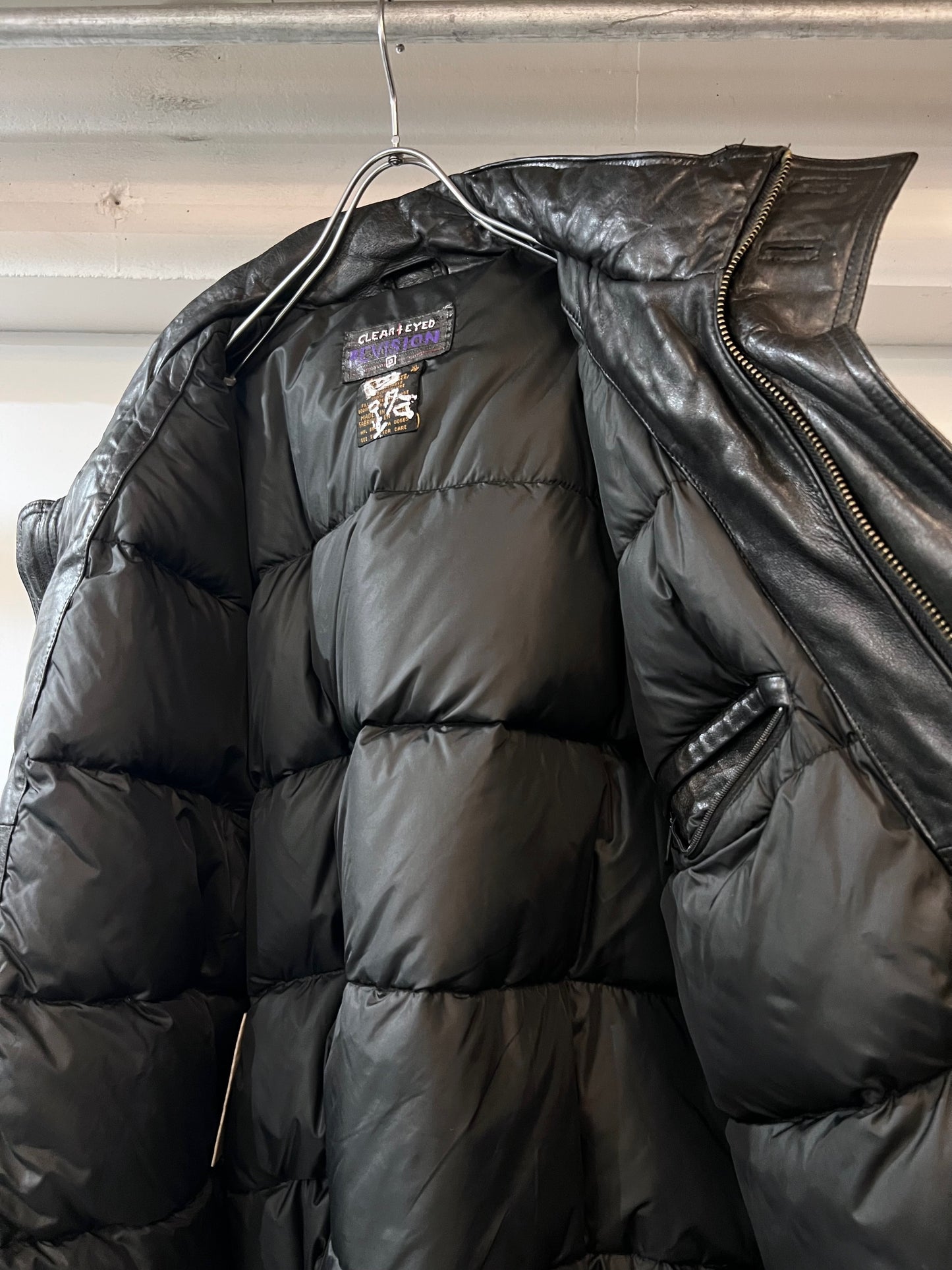 'CLEAR-EYED' Goose Down Leather Jacket