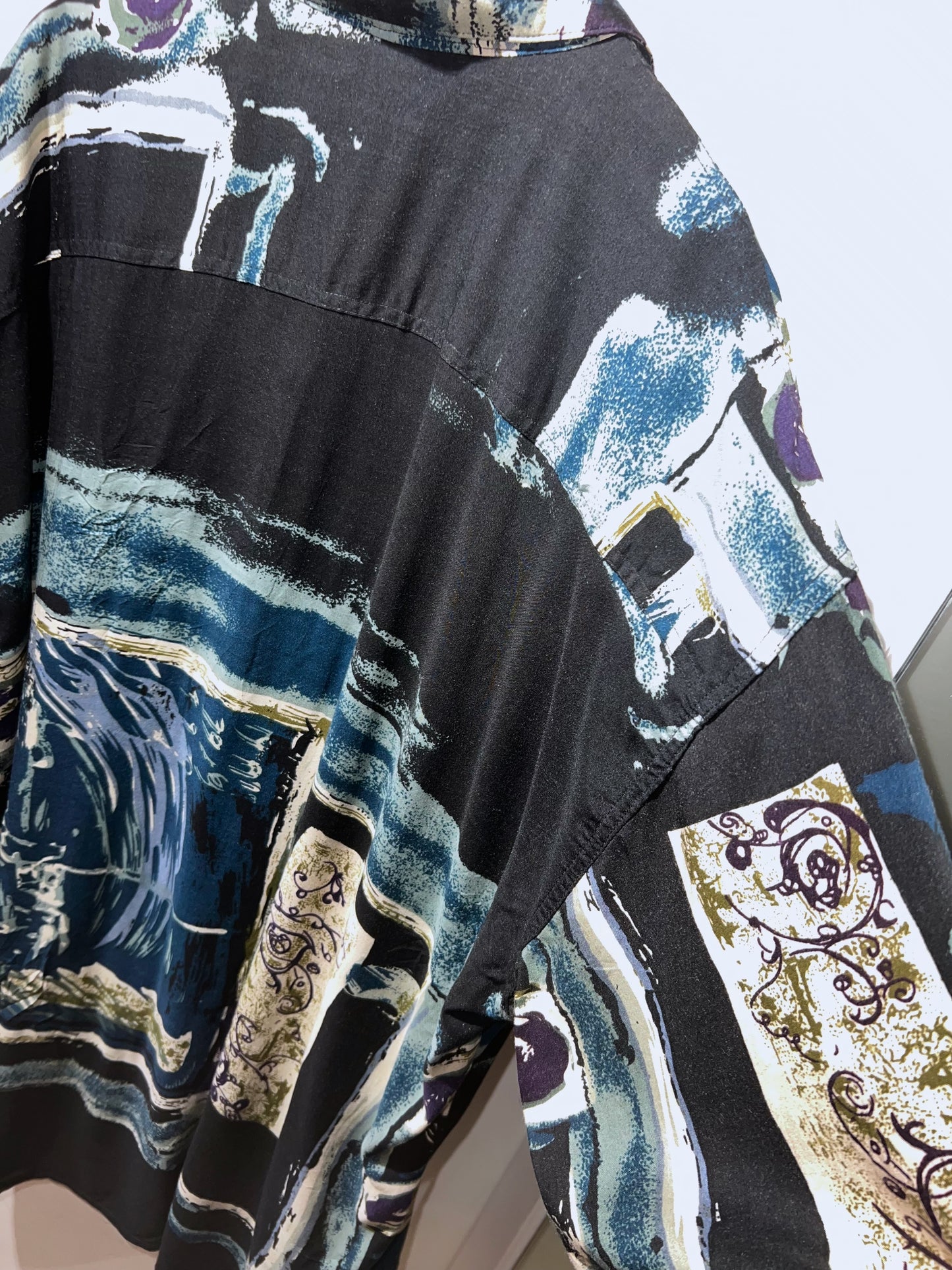 Old Rayon Abstract Shirrt