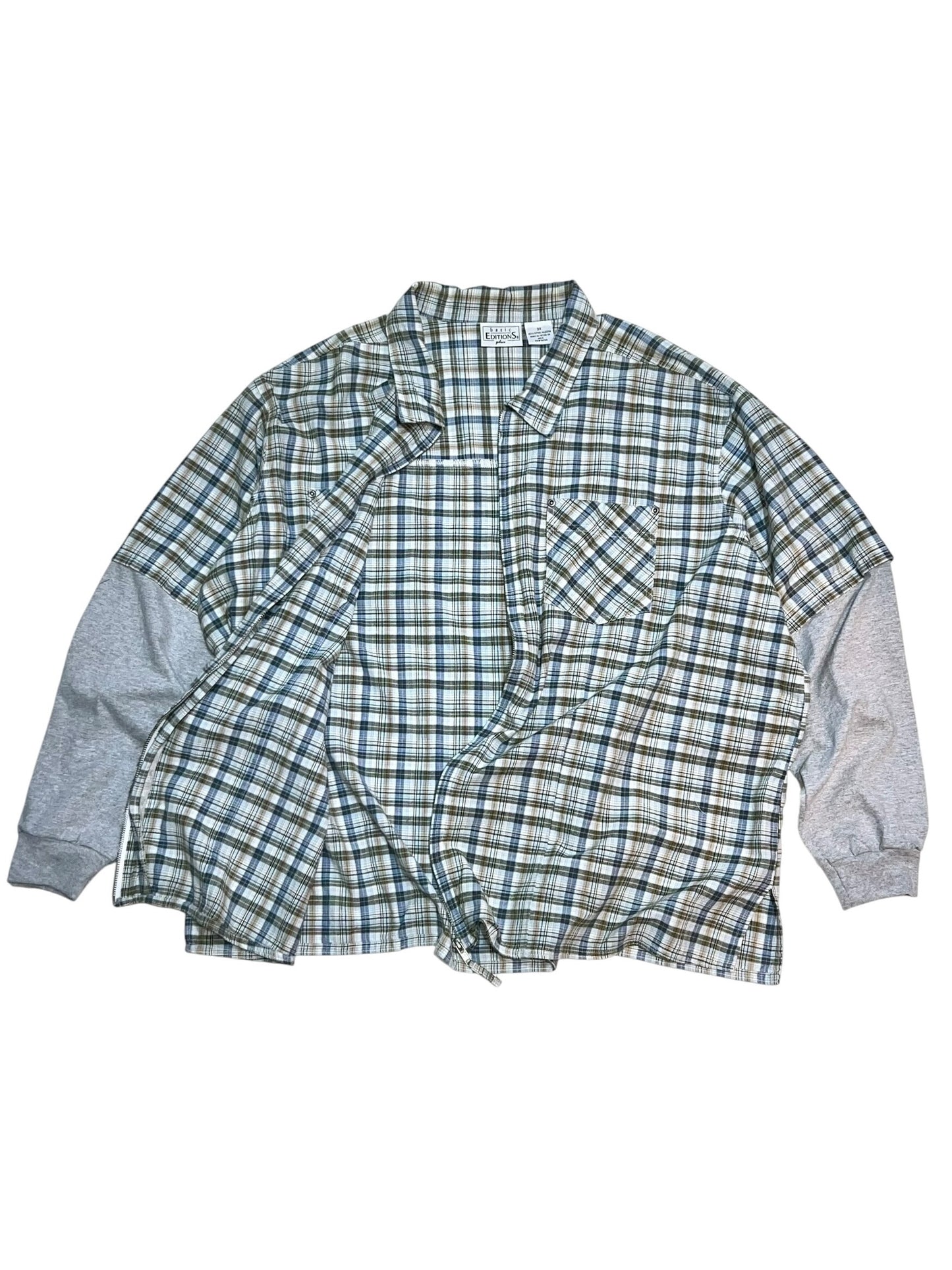 Oversized Double Layered Zip Up Shirt