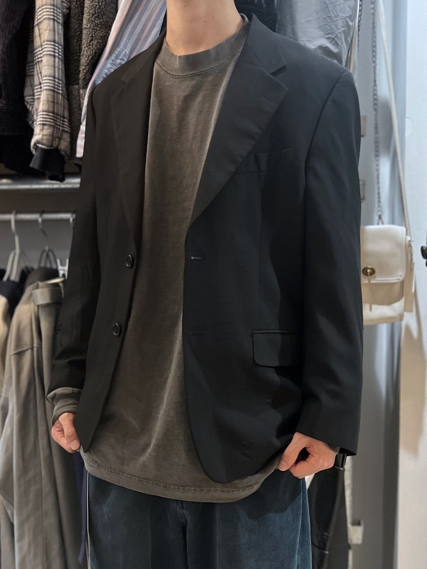 Vintage Black Tailored Jacket Made in Italy