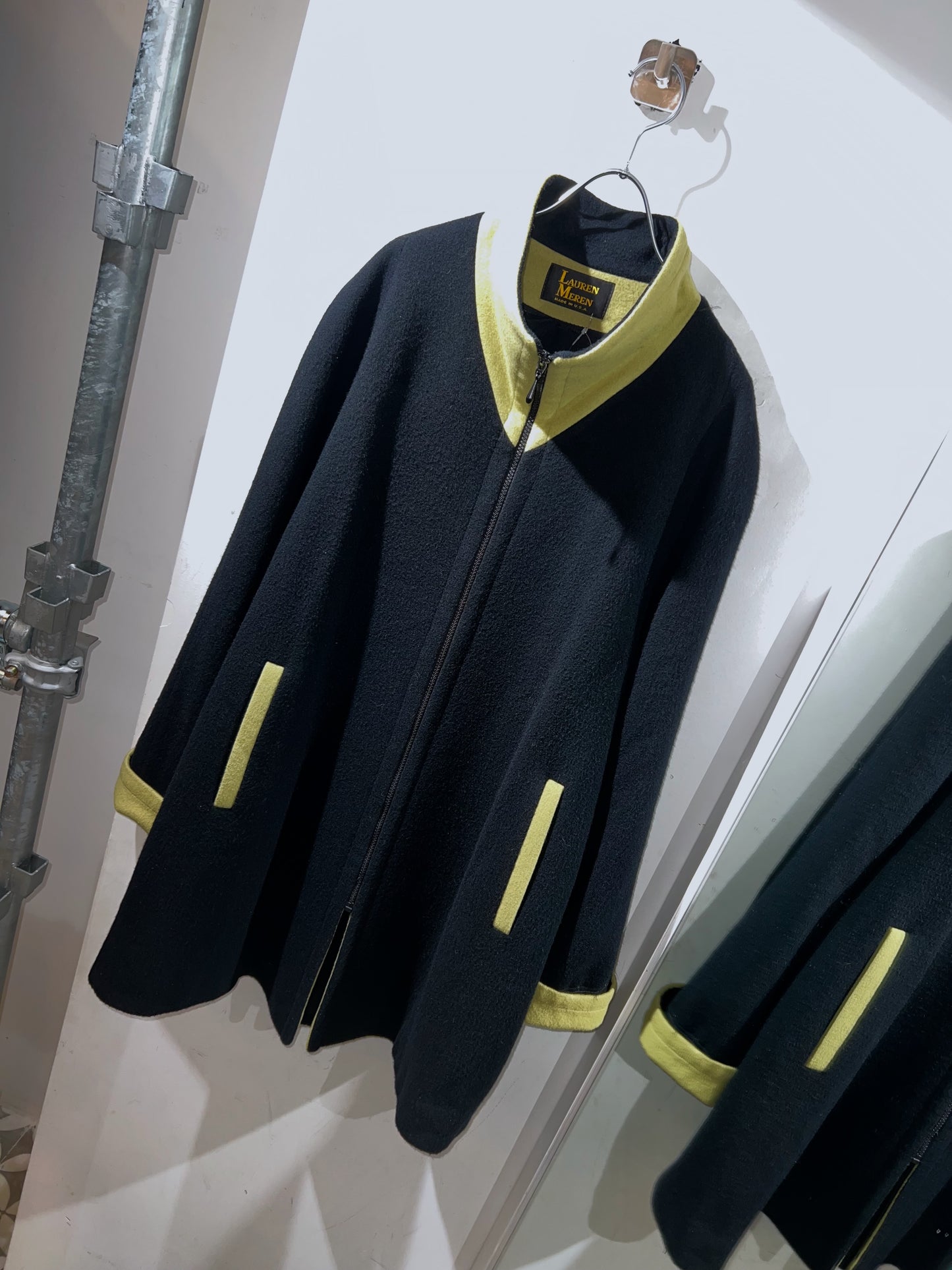 Old LAUREN MEREN Bi-Color Wool Zip Coat