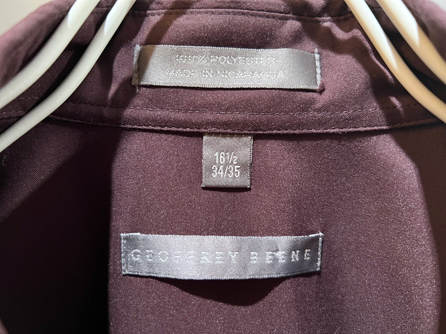 Geoffrey Beene Wine Smooth Fabric Button Up Shirt