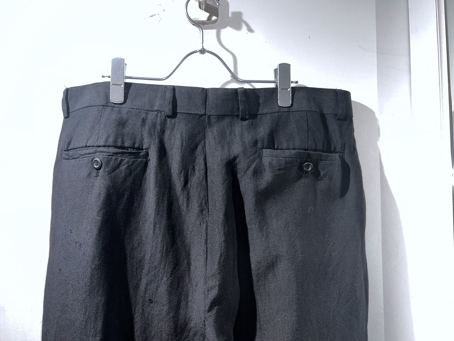 Vintage Linen × Rayon Wide Leg Tuck Slacks