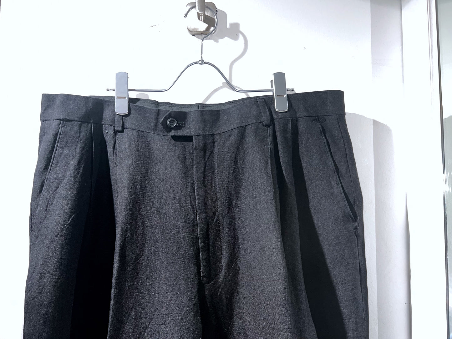 Vintage Linen × Rayon Wide Leg Tuck Slacks