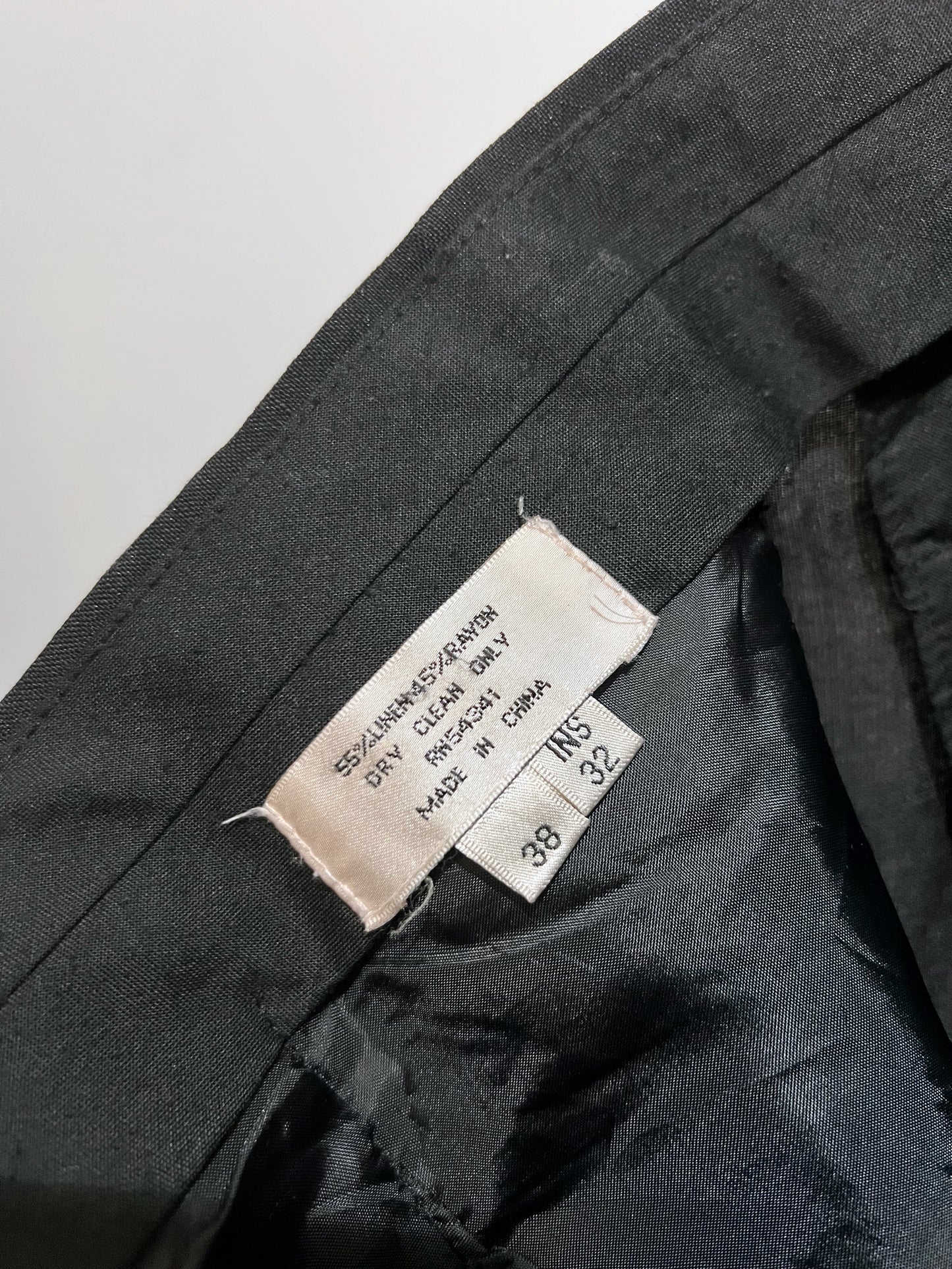 Vintage Linen × Rayon Wide Leg Tuck Slacks