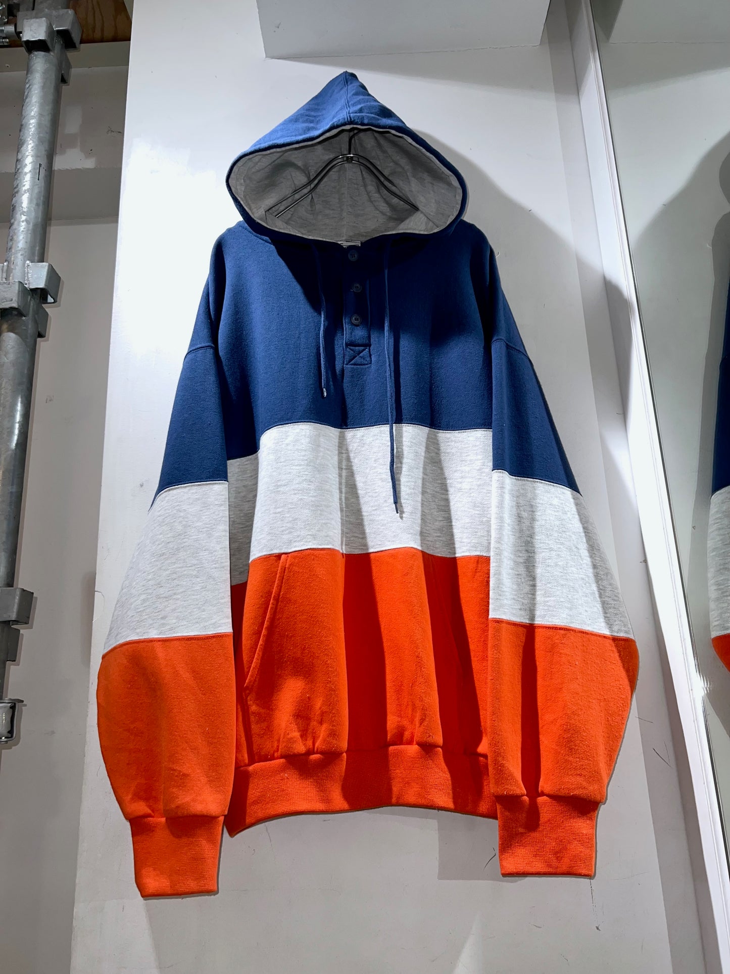 Vintage Colorblock Half-button Hoodie