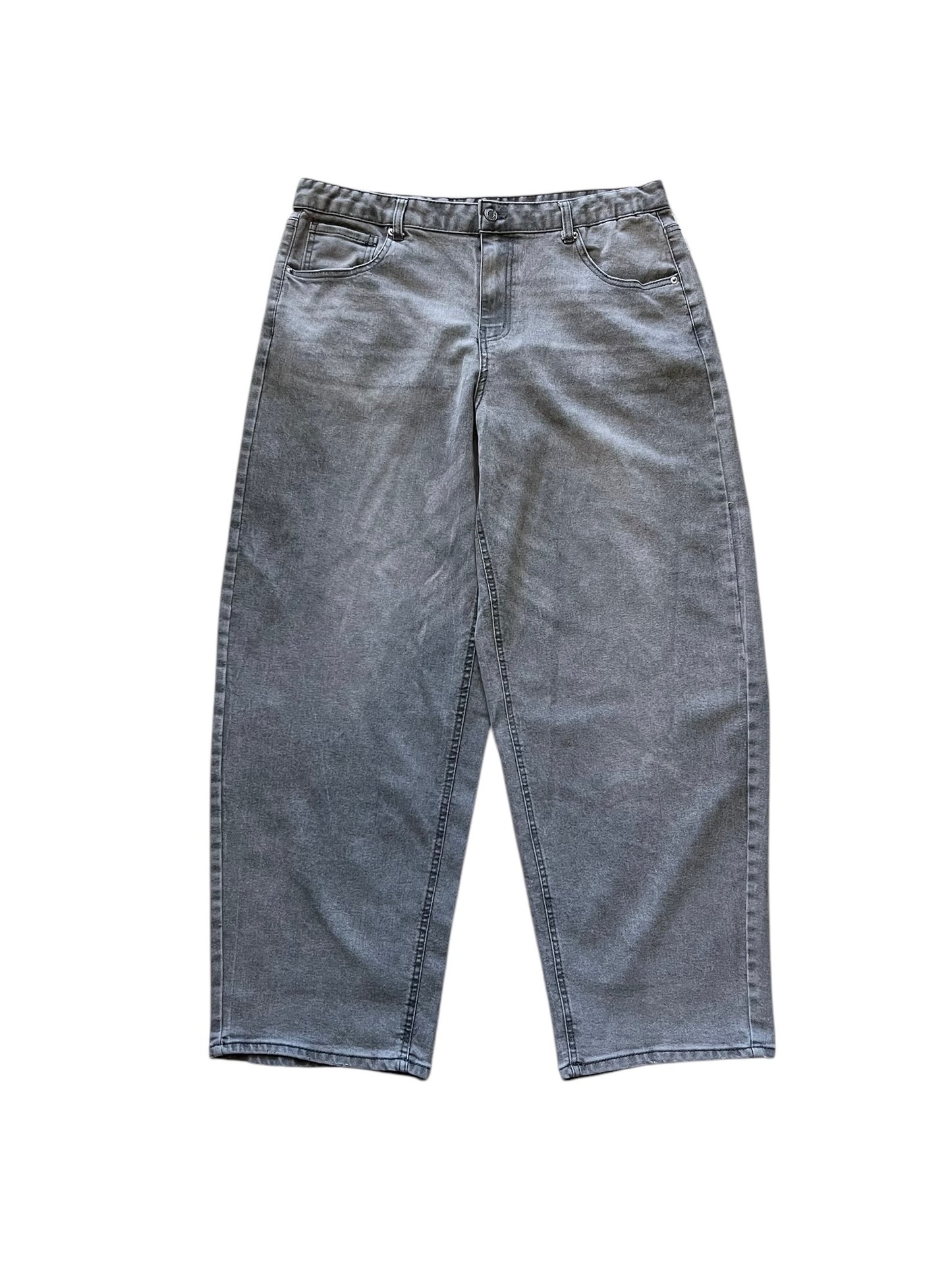 Asphalt Grey Wide Straight Jeans